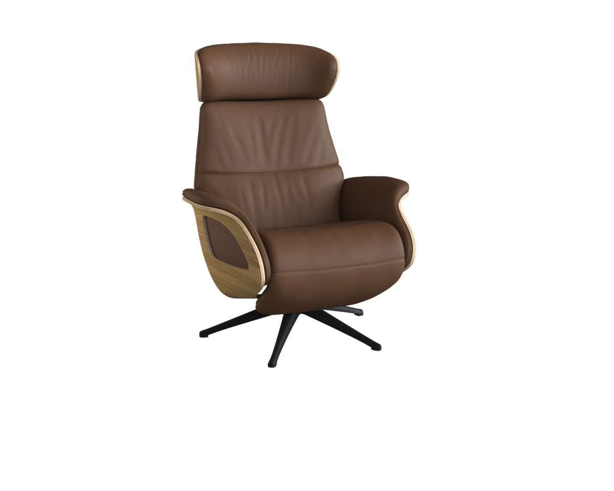 FLEXLUX Relaxfauteuil Clement praktische elektrische fauteuil Maat M, elektrische rug- en voetensteun, accu, armleuning Eiken, zwarte poot
