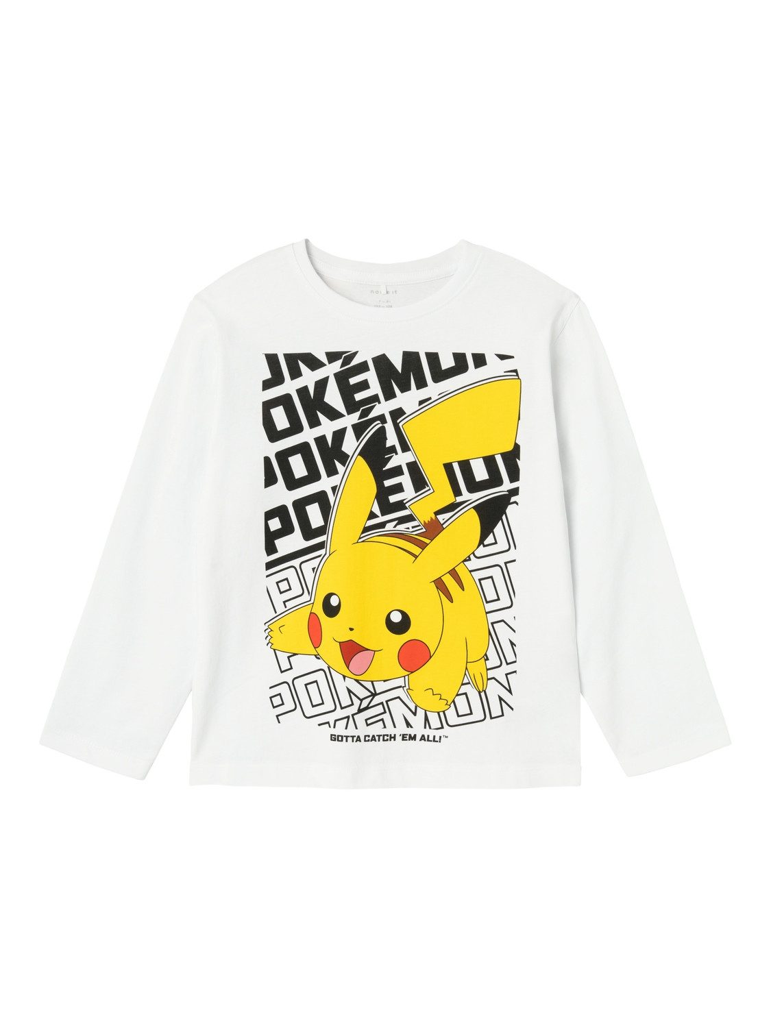 Name it KIDS Pokemon longsleeve met printopdruk wit Jongens Katoen Ronde hals 122 128