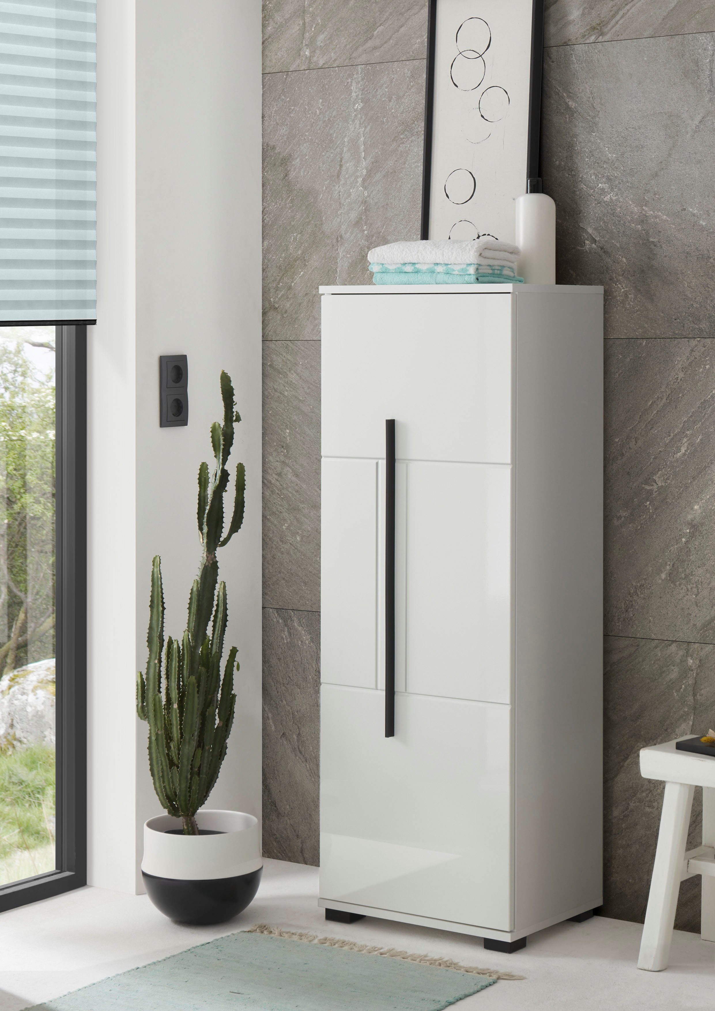 INOSIGN Halfhoge kast Cantara, Badschrank in Hochglanz Weiß, Schrank im modernen Design