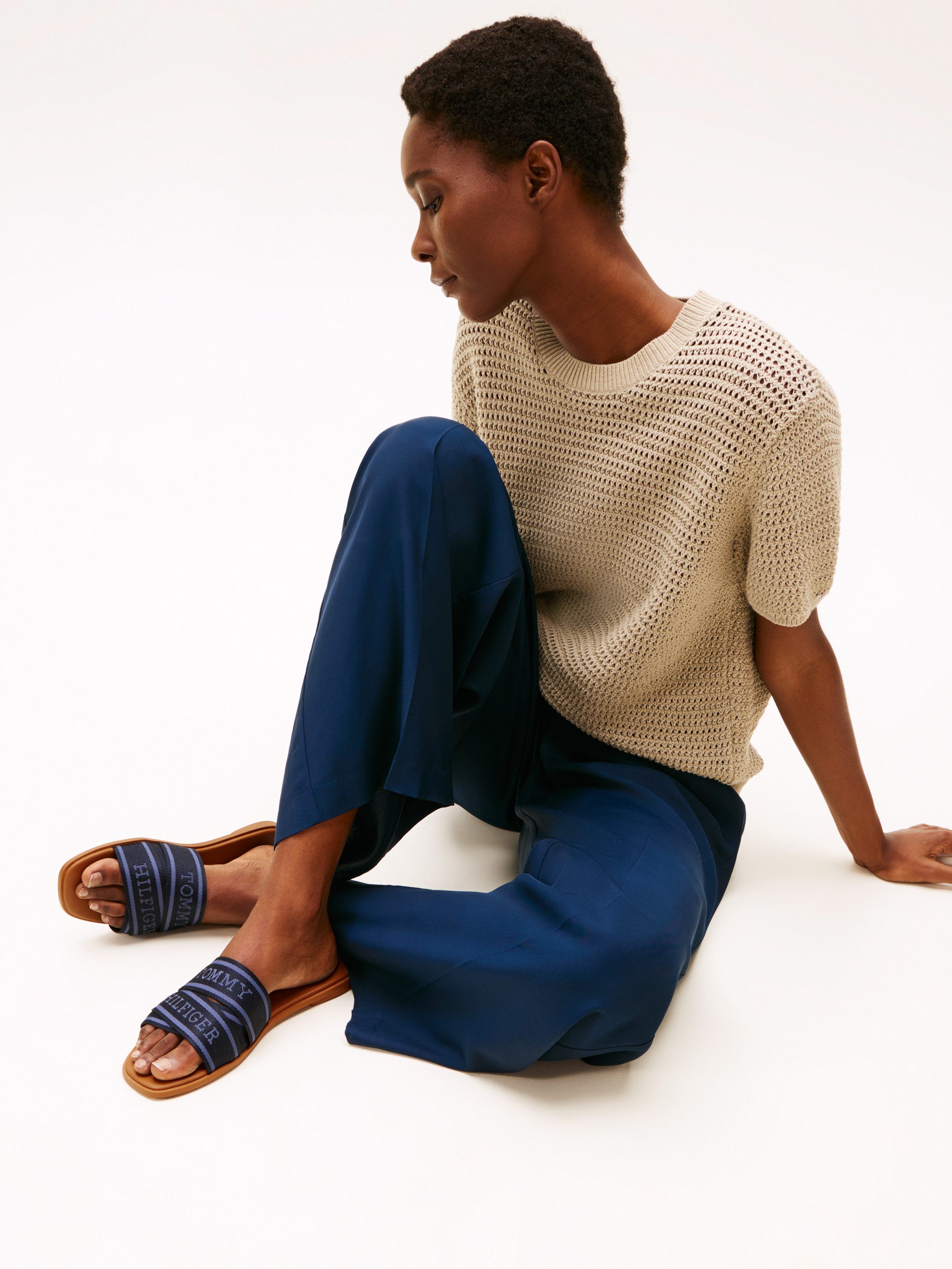 Tommy Hilfiger Slippers TOMMY HILFIGER WEBBING MULE , blockhak, zomerschoen, comfort schoen, flats met logo-opdruk