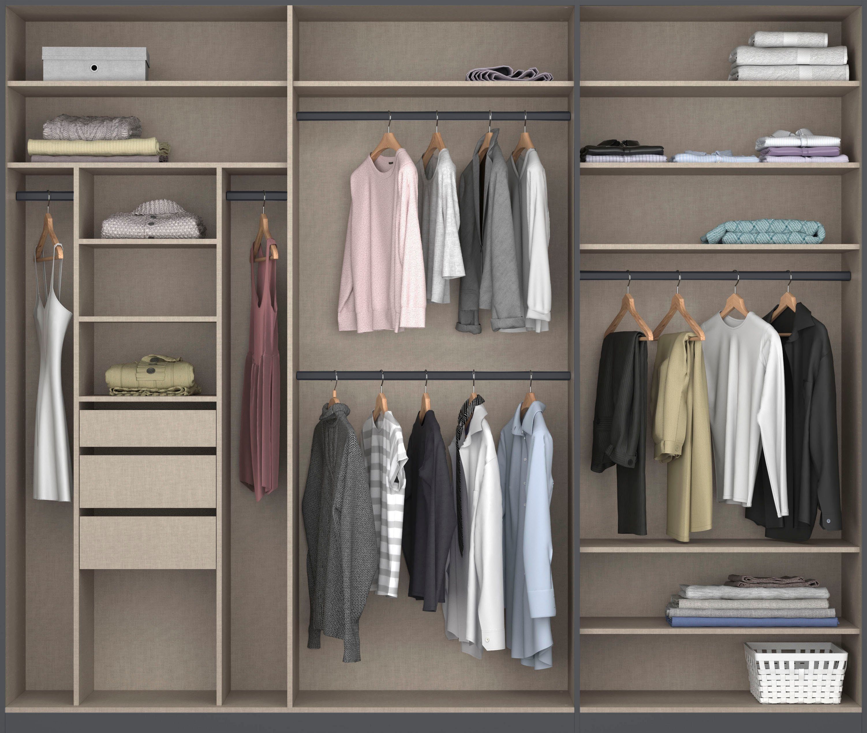 rauch Draaideurkast Kledingkast kast garderobe TOPSELLER OTELI incl. binnenindeling met 3 binnenlades extra planken optioneel met spiegel made in germany