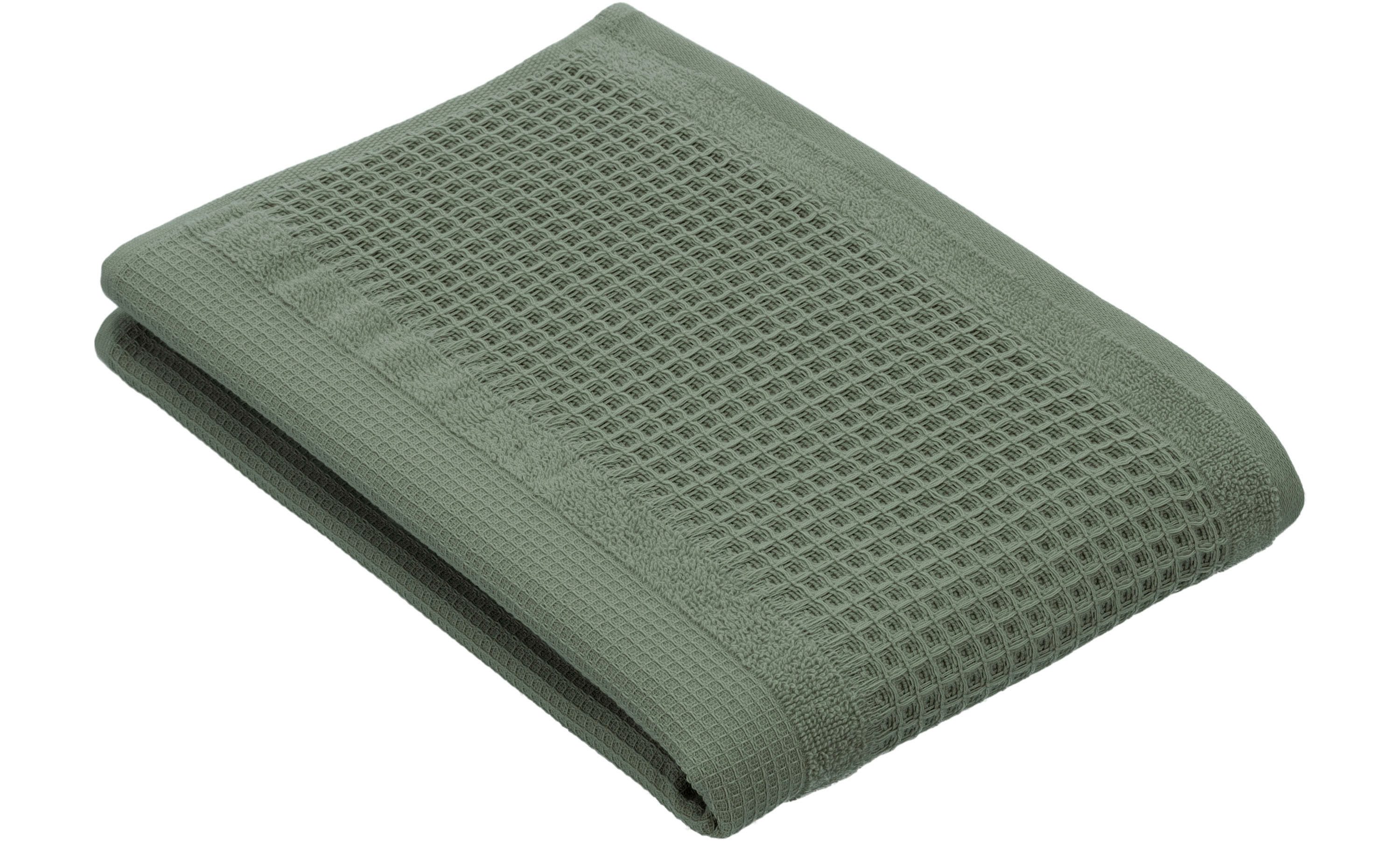 Vossen Badlaken Senses lichte wafelstructuur (1 stuk) handdoeken groen