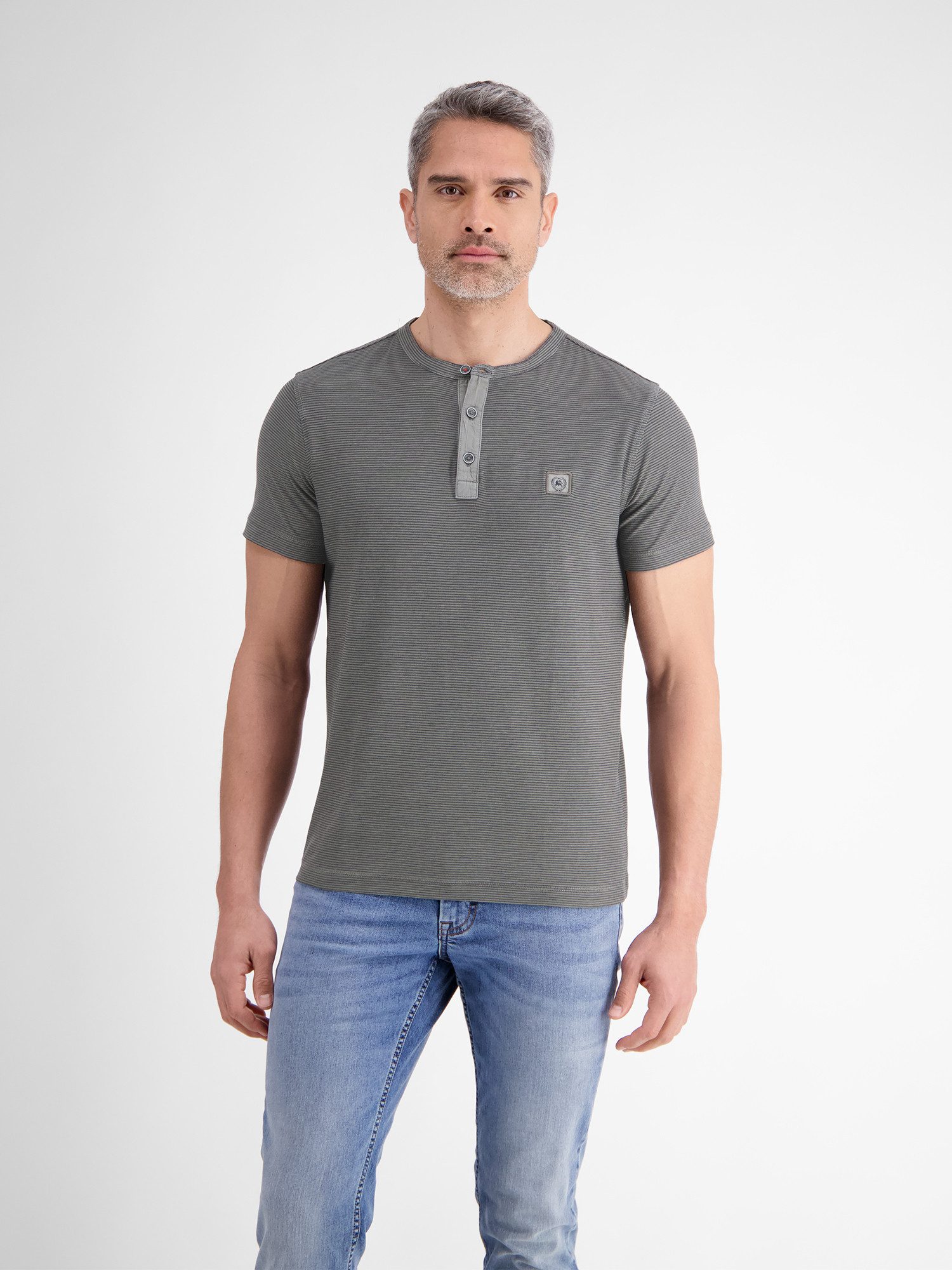 Lerros Henleyshirt LERROS heren serafino-shirt, gestreept