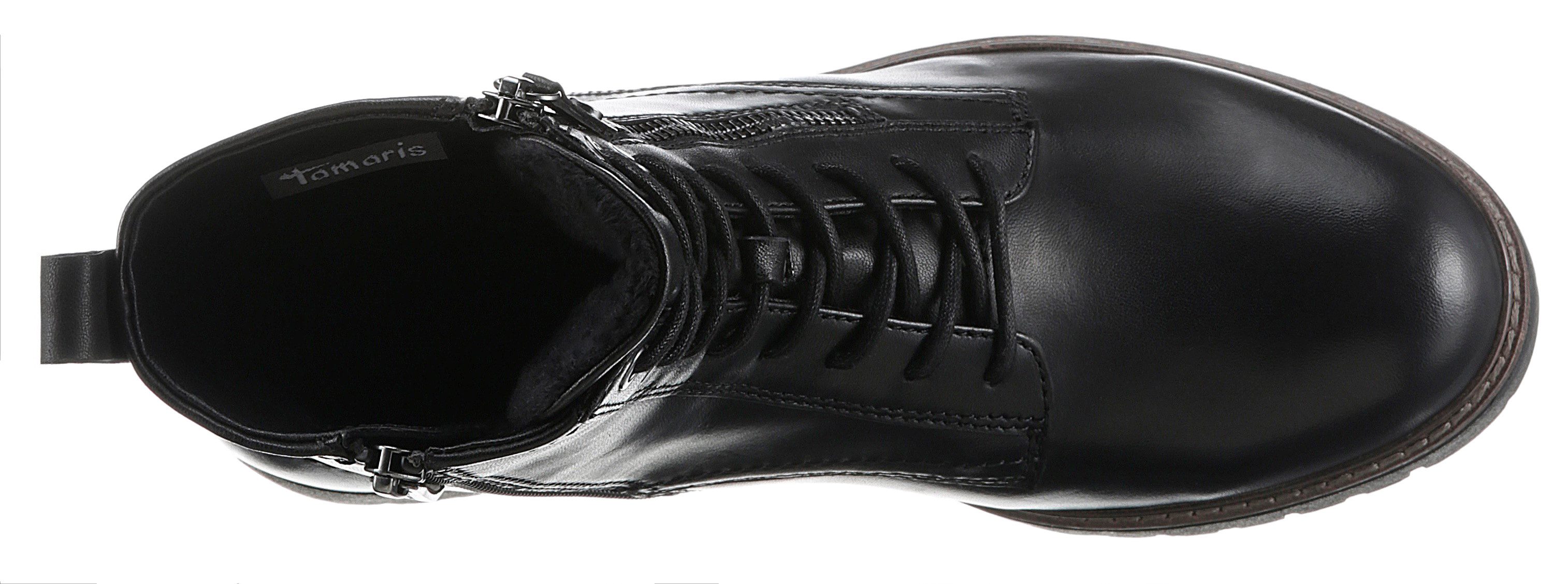Tamaris Veterschoenen blokhak, veterschoen, combat-boots met contrast-raamnaad