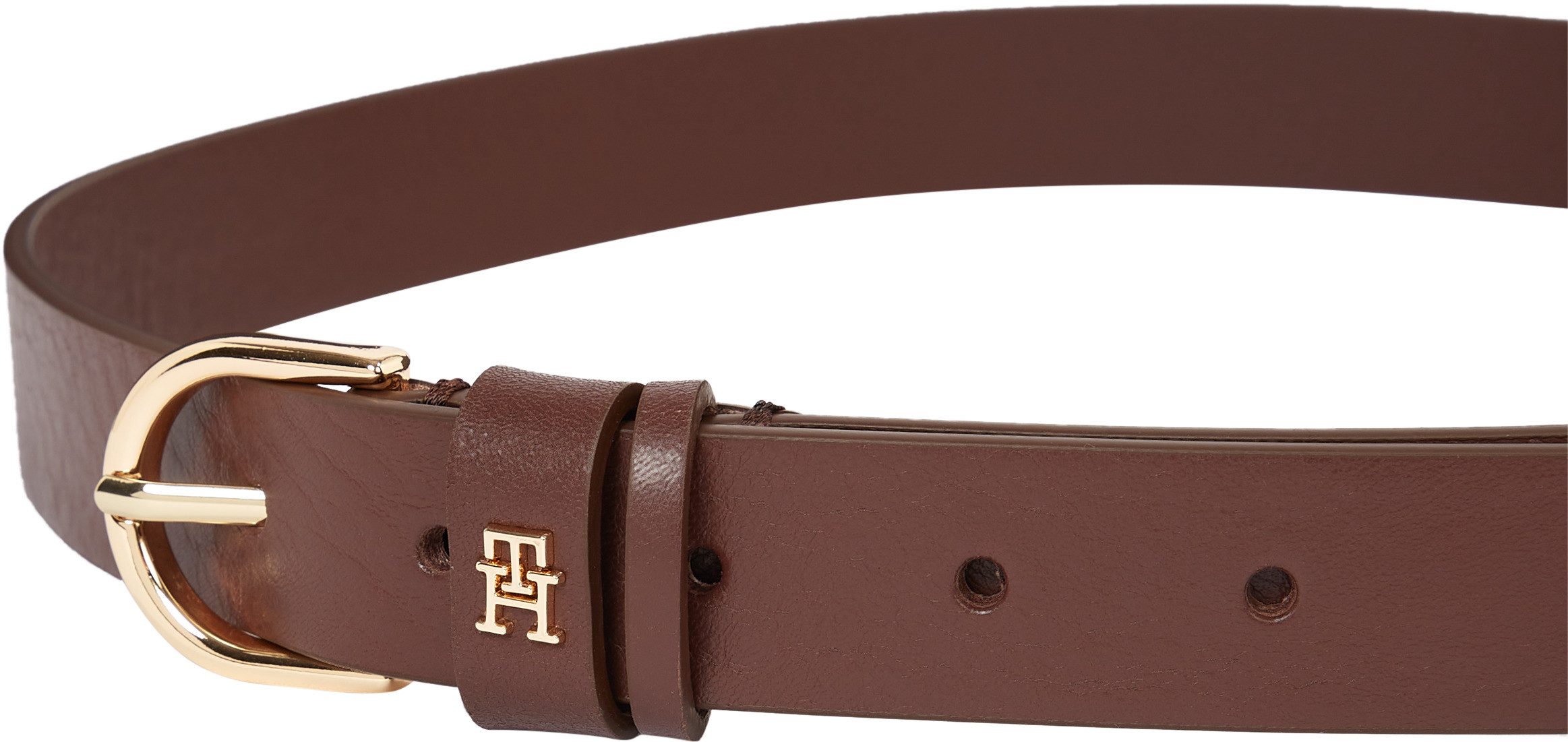 Tommy Hilfiger Leren riem ESSENTIAL EFFORTLESS 2.5 GOLD Logo-embleem, zachte haptiek, ovale eenvoudige pin sluiting