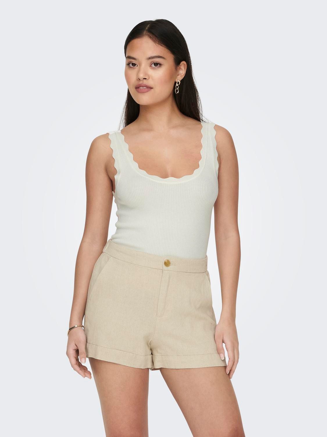 JDY Gebreide top JDYNANNA S/L SCALLOP EDGE TOP KNT NOOS