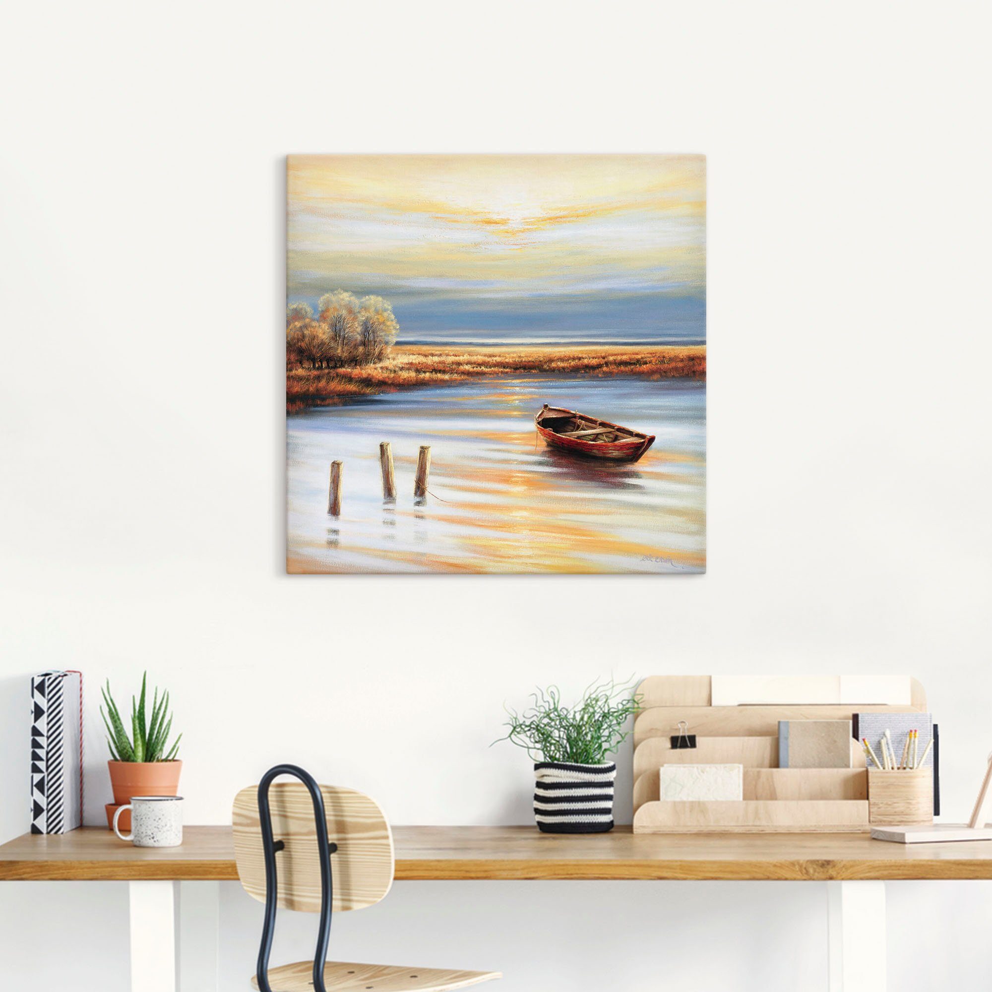 Artland Artprint op linnen Kustlijn gespannen op een spieraam