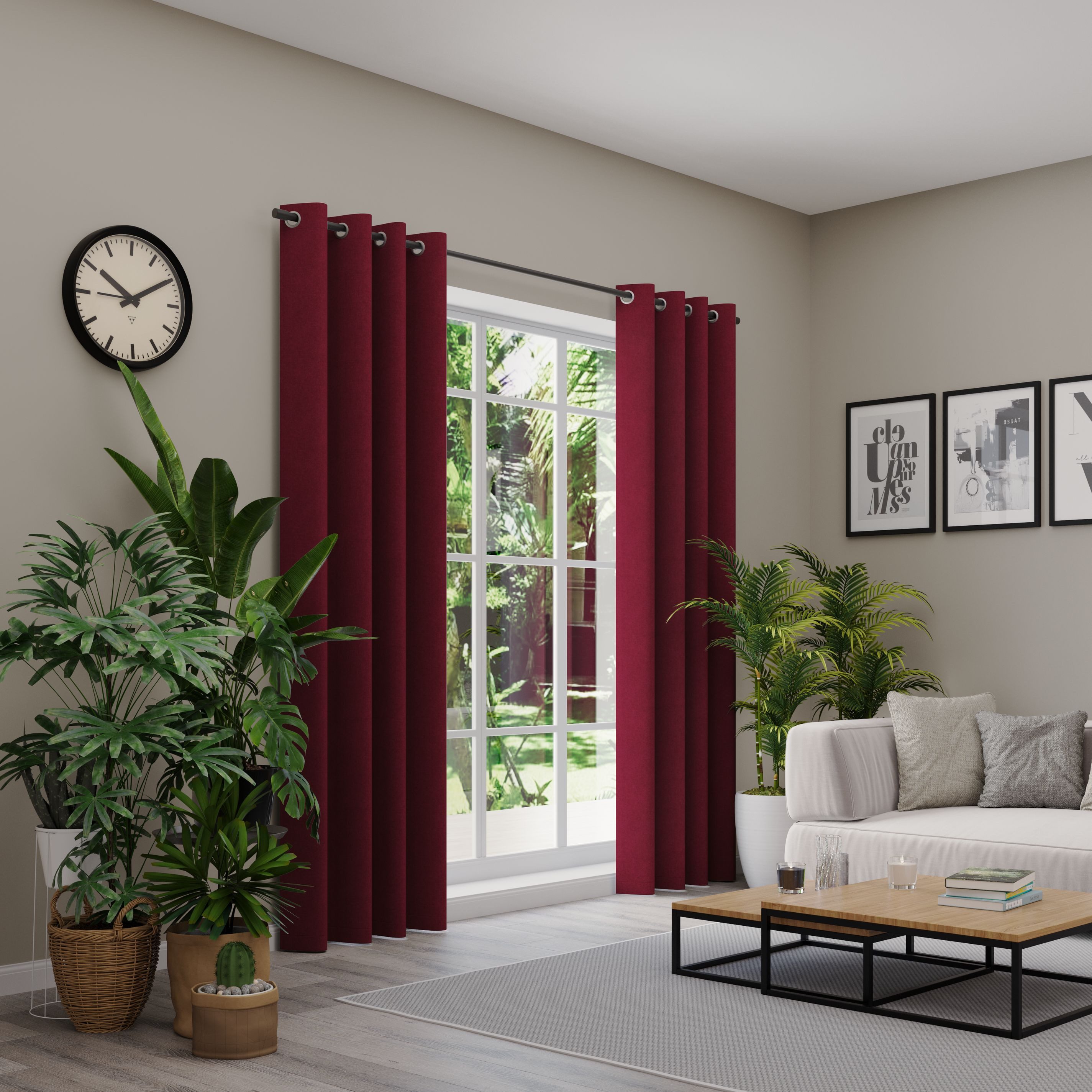 Neutex for you! Gordijn BELMONDO Effen met fluweelachtige oppervlakte, op maat (1 stuk) kant & klaar gordijnen maat 138 cm x 210 cm rood