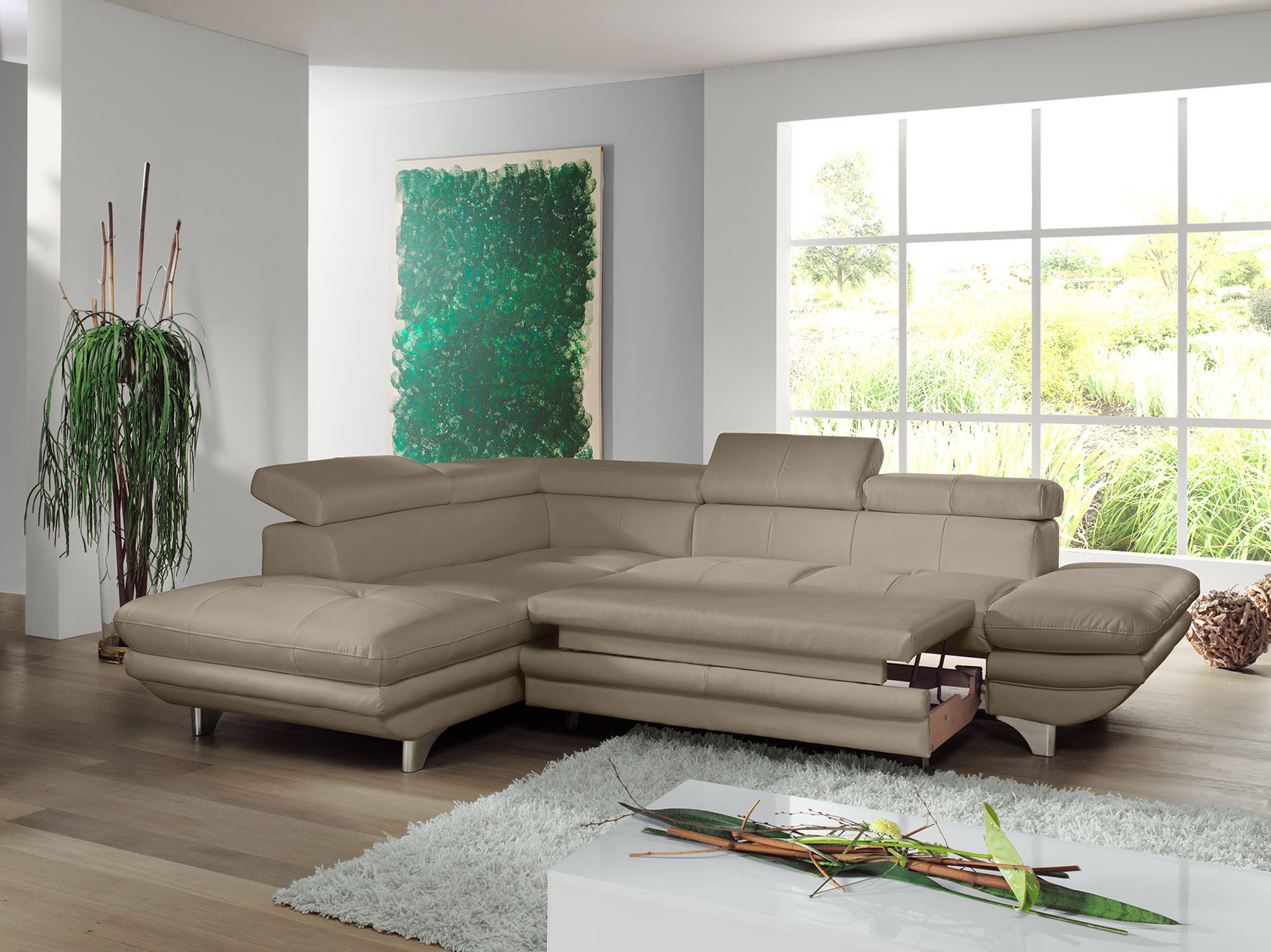 COTTA Hoekbank Enterprise L-vorm met hoofd- en armverstelling, optioneel met bedfunctie
