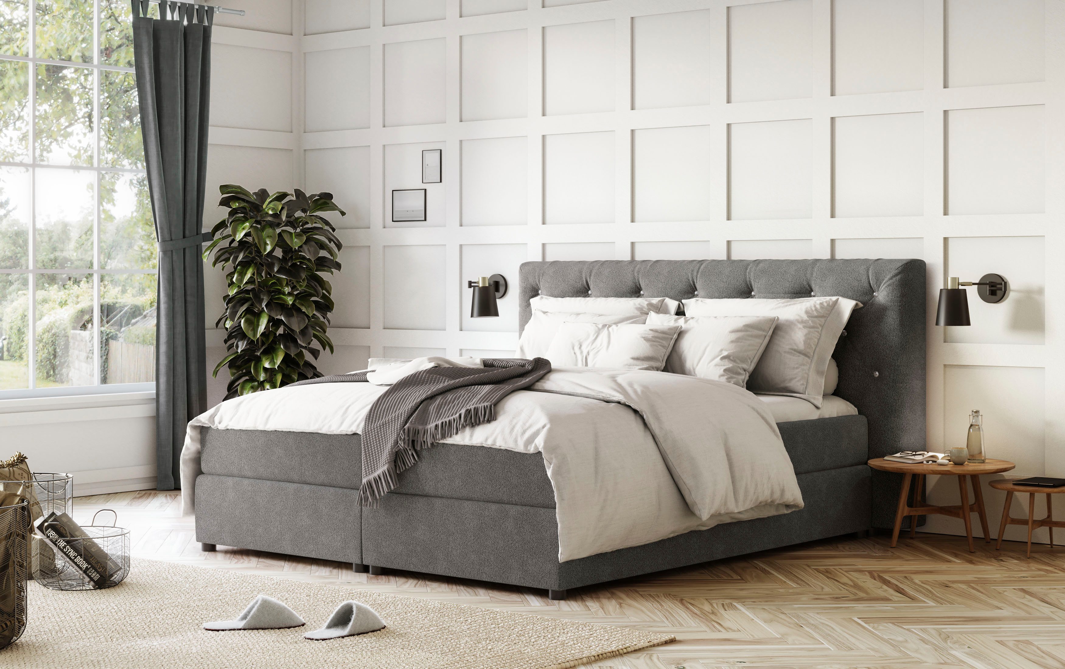 COTTA Boxspring Castlerock met strass-steentjes in het hoofdeinde, incl. topper