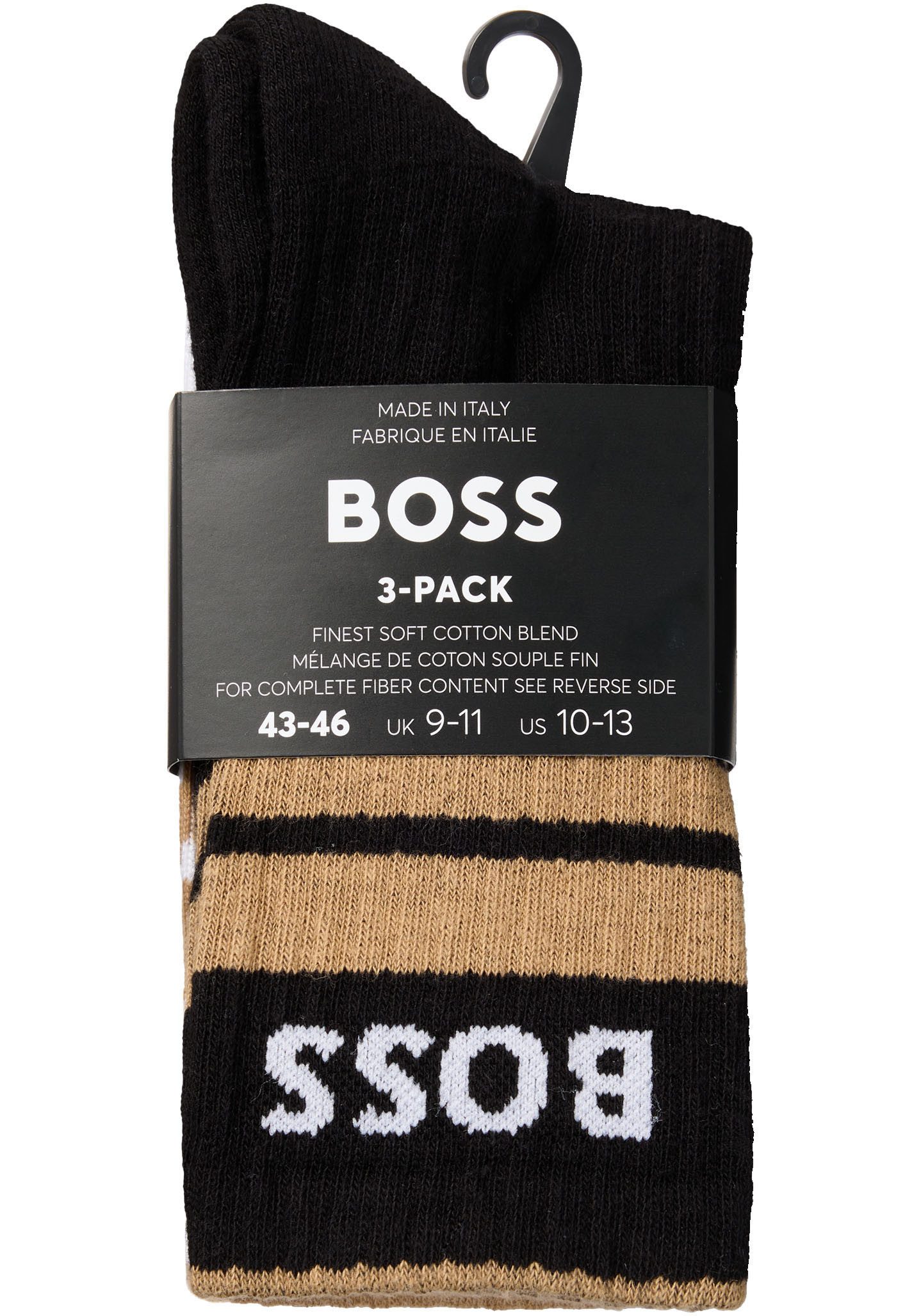 BOSS Vrijetijdssokken 3P QS Rib Stripe CC (set 3 paar)