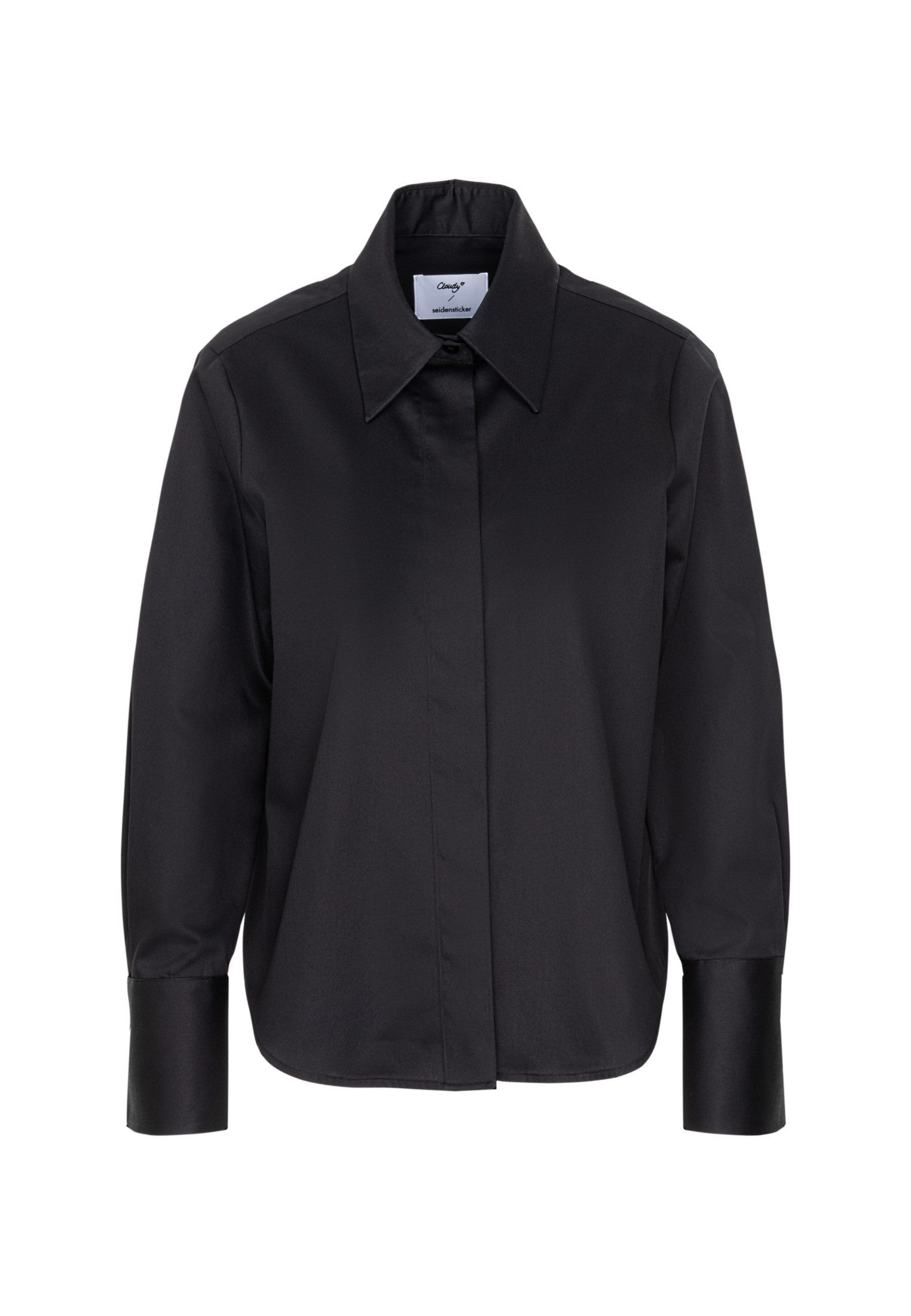 seidensticker Overhemdblouse Zwarte roos Lange mouwen kraag uni