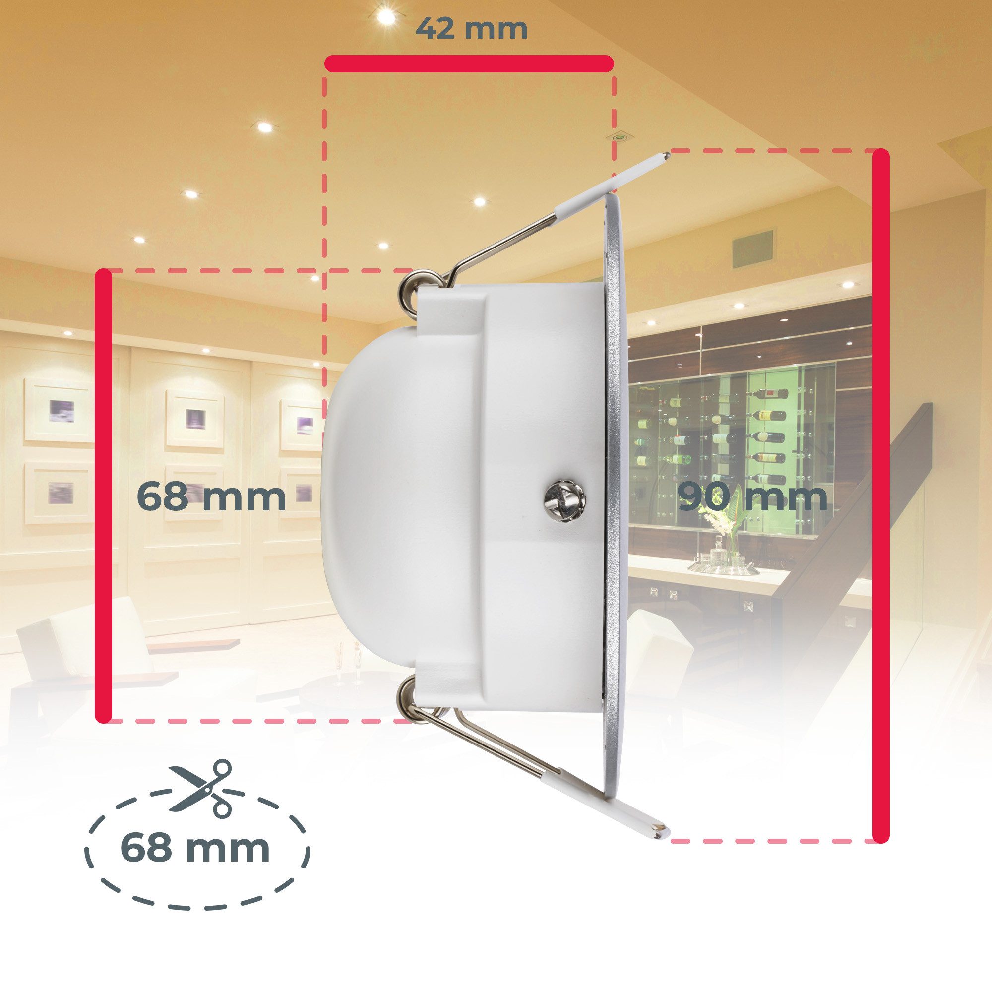 B.K.Licht Ledinbouwlamp 6-delige set badkamer inbouwspots, IP65, draaibare plafondspots (6 stuks)