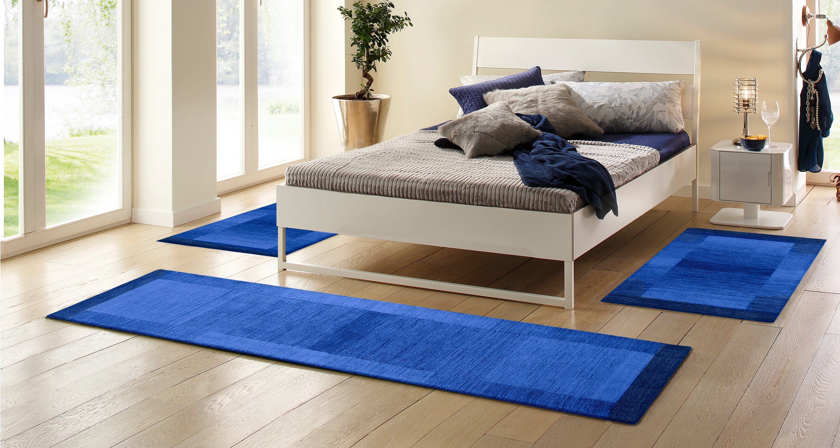 THEKO Set slaapkamerkleedjes Gabbeh super, Handgeweven vloerkleed, randdessin, zuivere wol, met de hand geweven