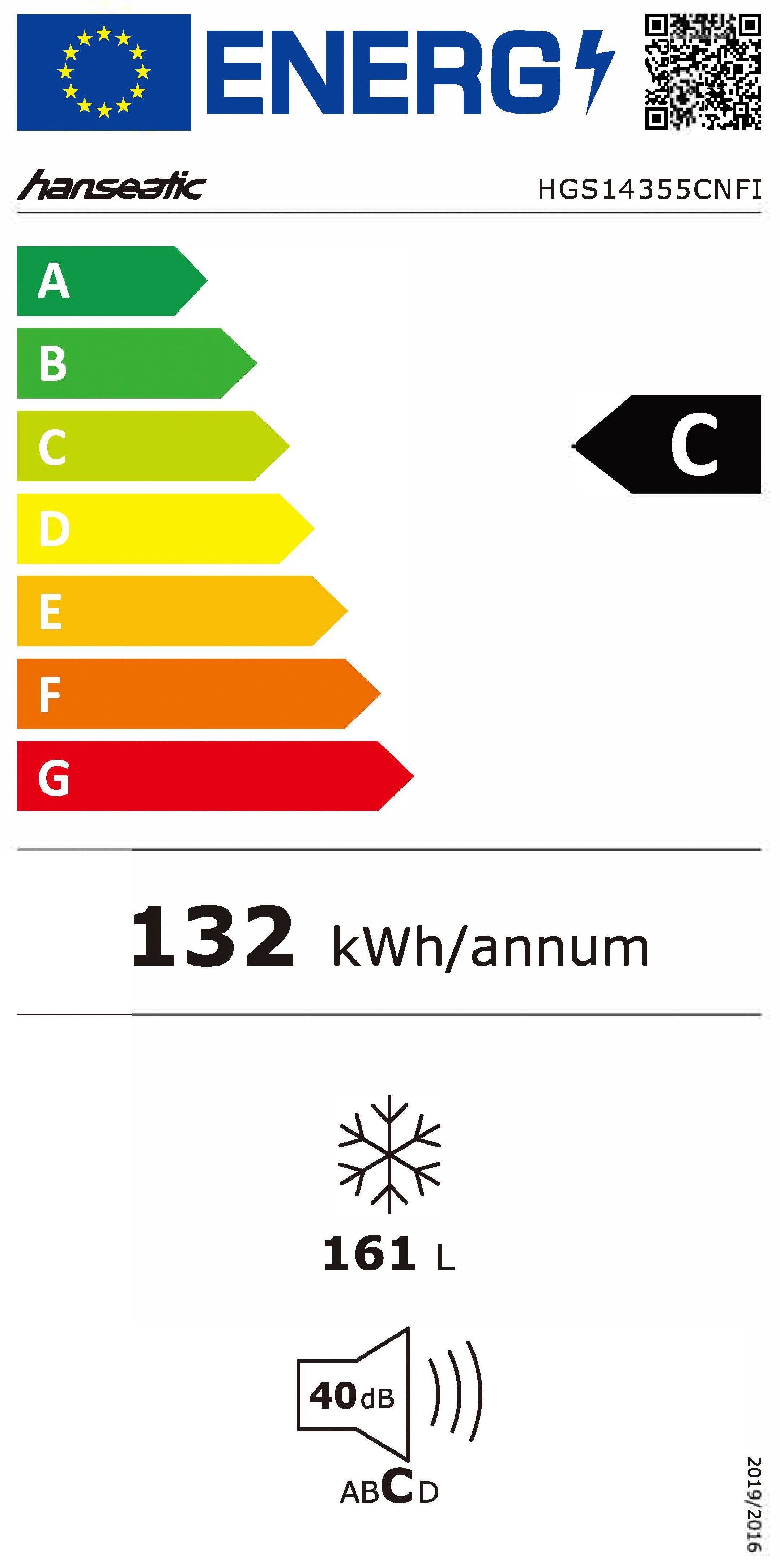 Hanseatic Vrieskast HGS14355CNFI NoFrost, snelvriesfunctie, deuralarm