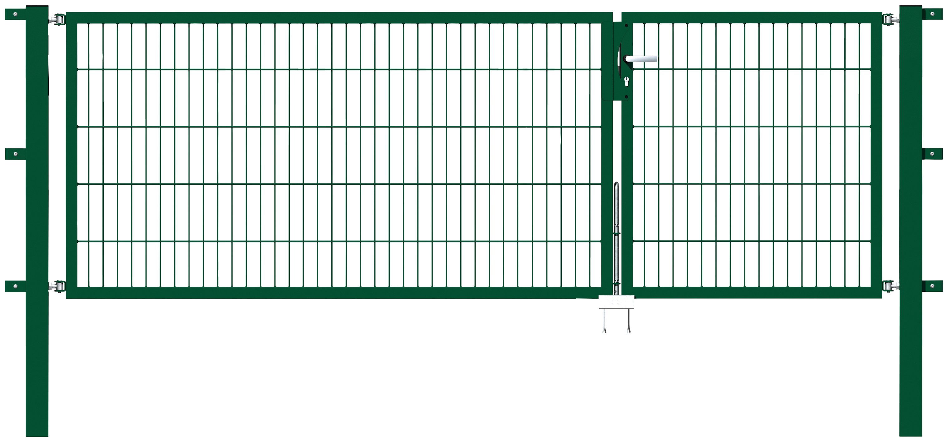 GAH Alberts Deur met dubbel hek Flexo 300 cm breedte (100 + 200 cm), in verschillende hoogten hekken maat 300 cm x 100 cm groen