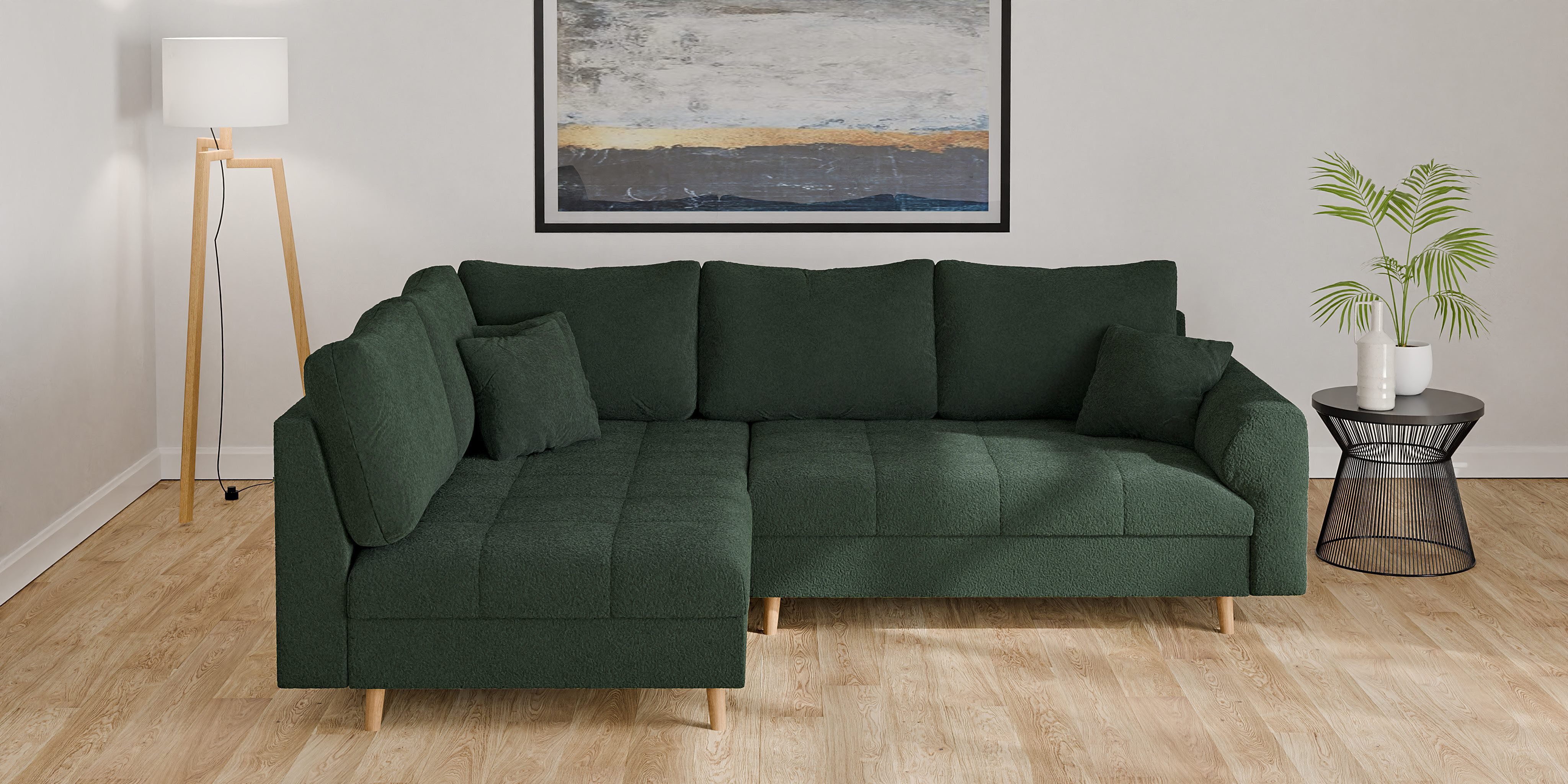 Home affaire Hoekbank CHARRE L-vorm met ottomane, afmetingen B/D/H: 231/161/81 cm fijne stiksels, losse rug- en sierkussens, ook in cord en bouclé