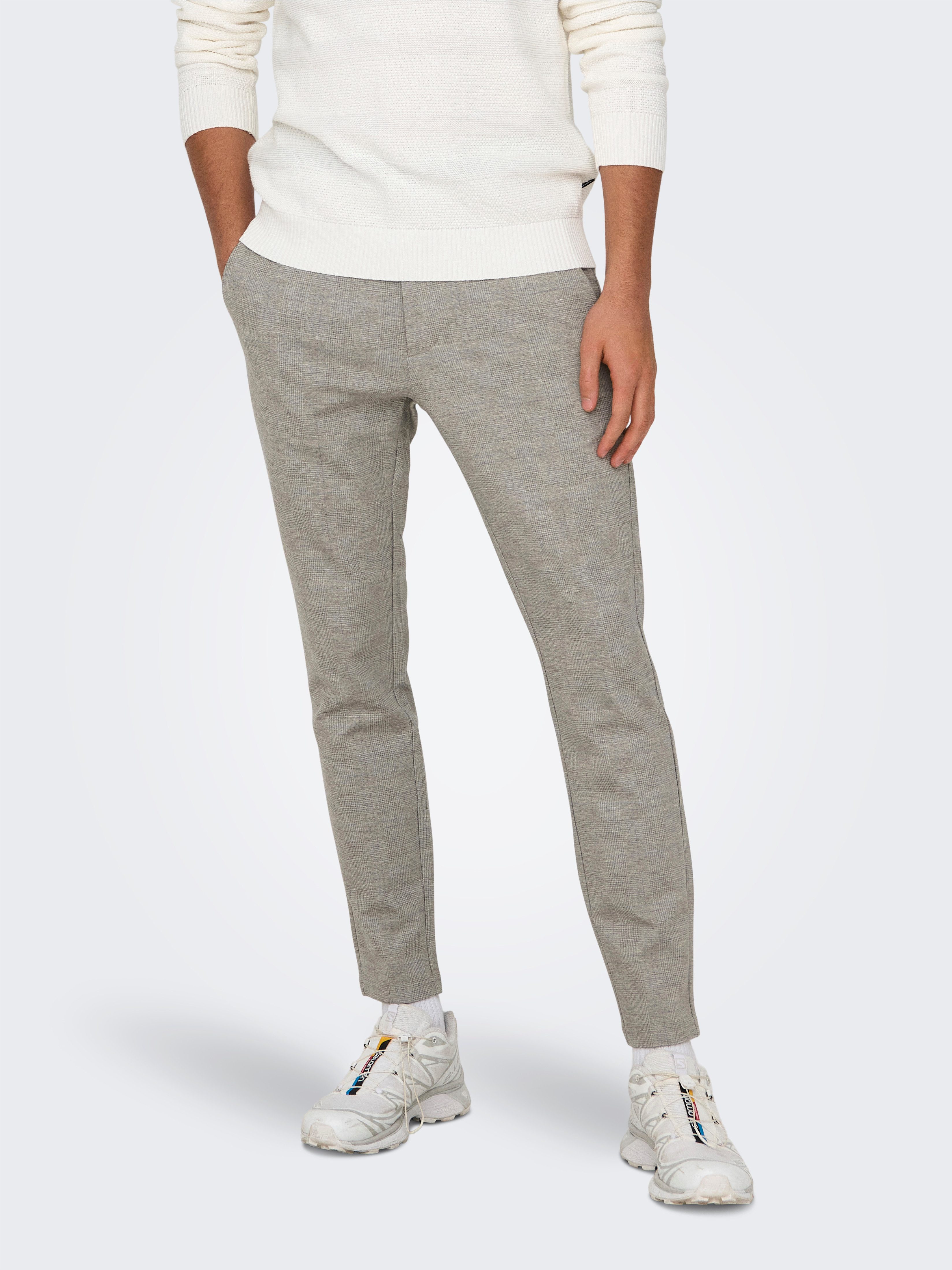 ONLY & SONS Chino ONSMARK SLIM CHECK 020919 PANT NOOS heren chino's maat 32 beige