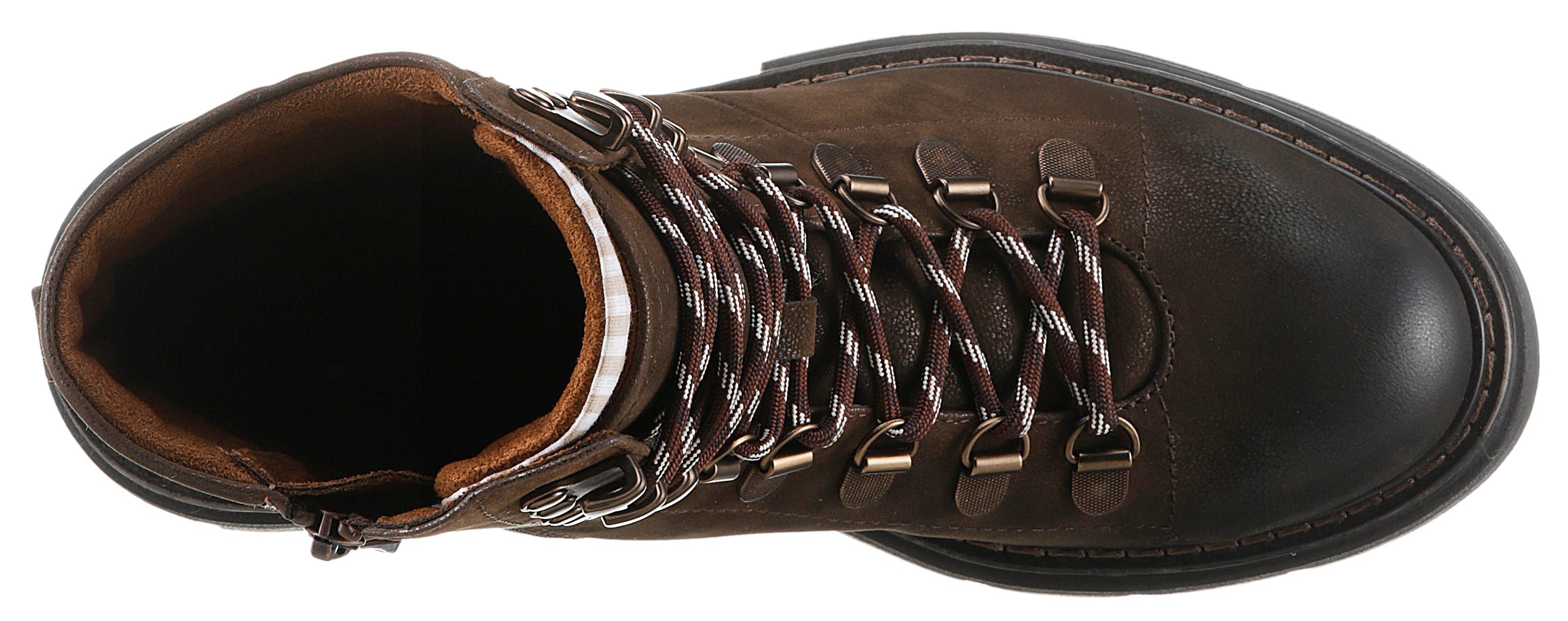 Marco Tozzi Veterschoenen blokhak, outdoormode, enkellaars in bergbeklimmerlook