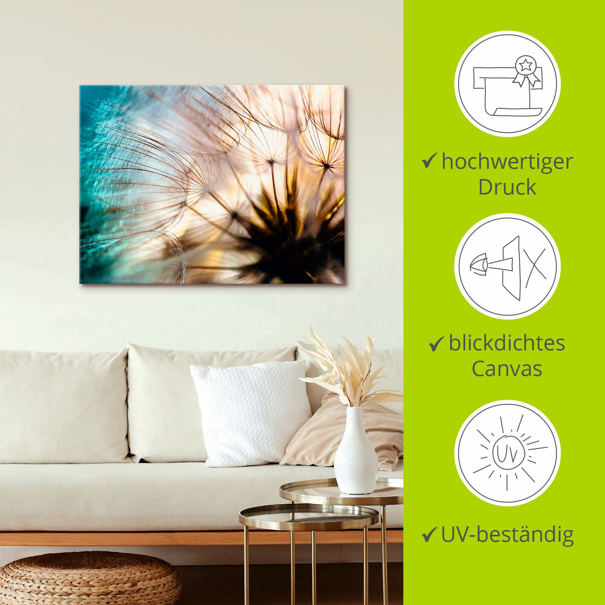 Artland Artprint Pluizenbol macro abstract als artprint van aluminium, artprint voor buiten, artprint op linnen, poster, muursticker