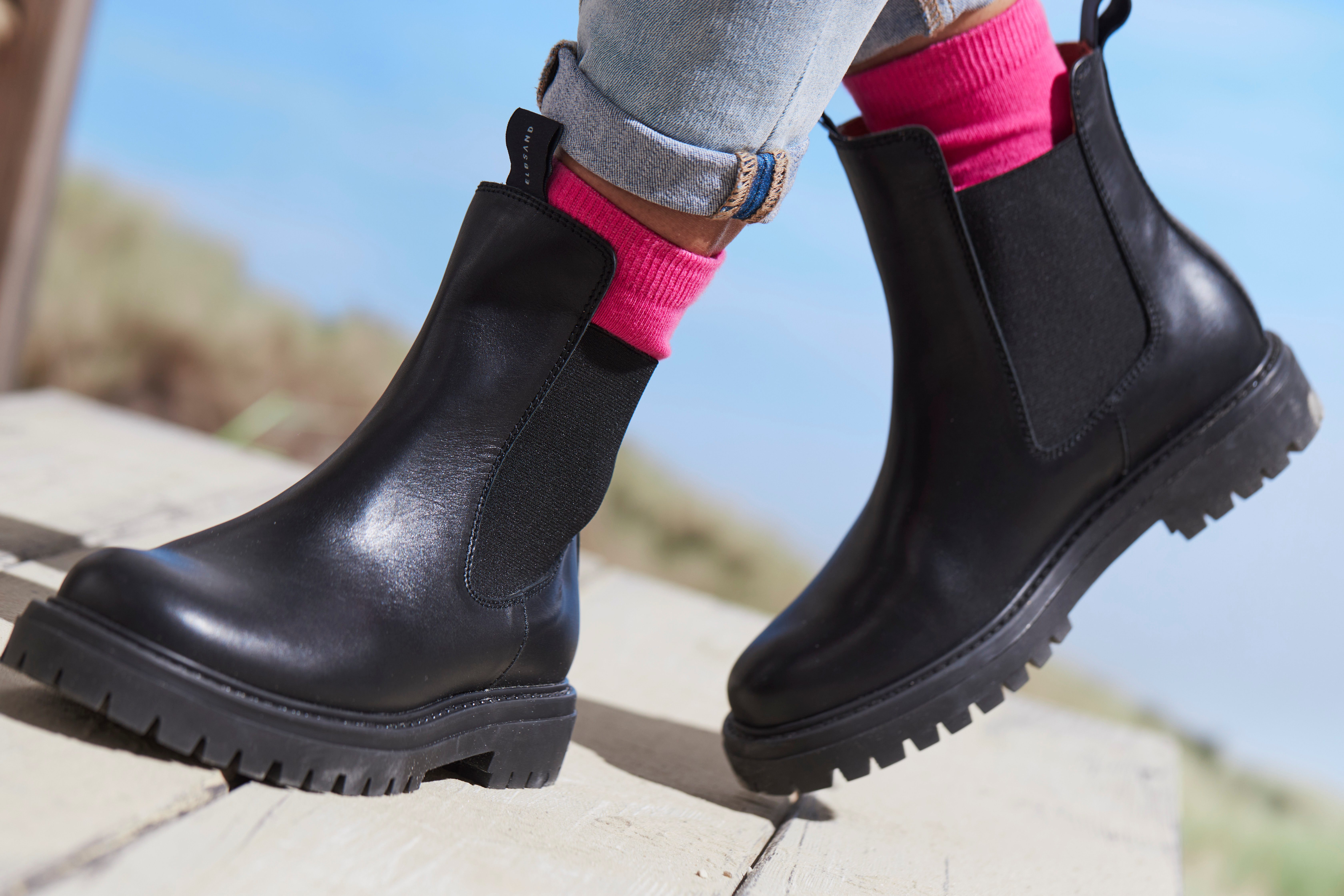 Elbsand Laarsjes Chelsea laarzen, instaplaarzen, bikerboots van leer