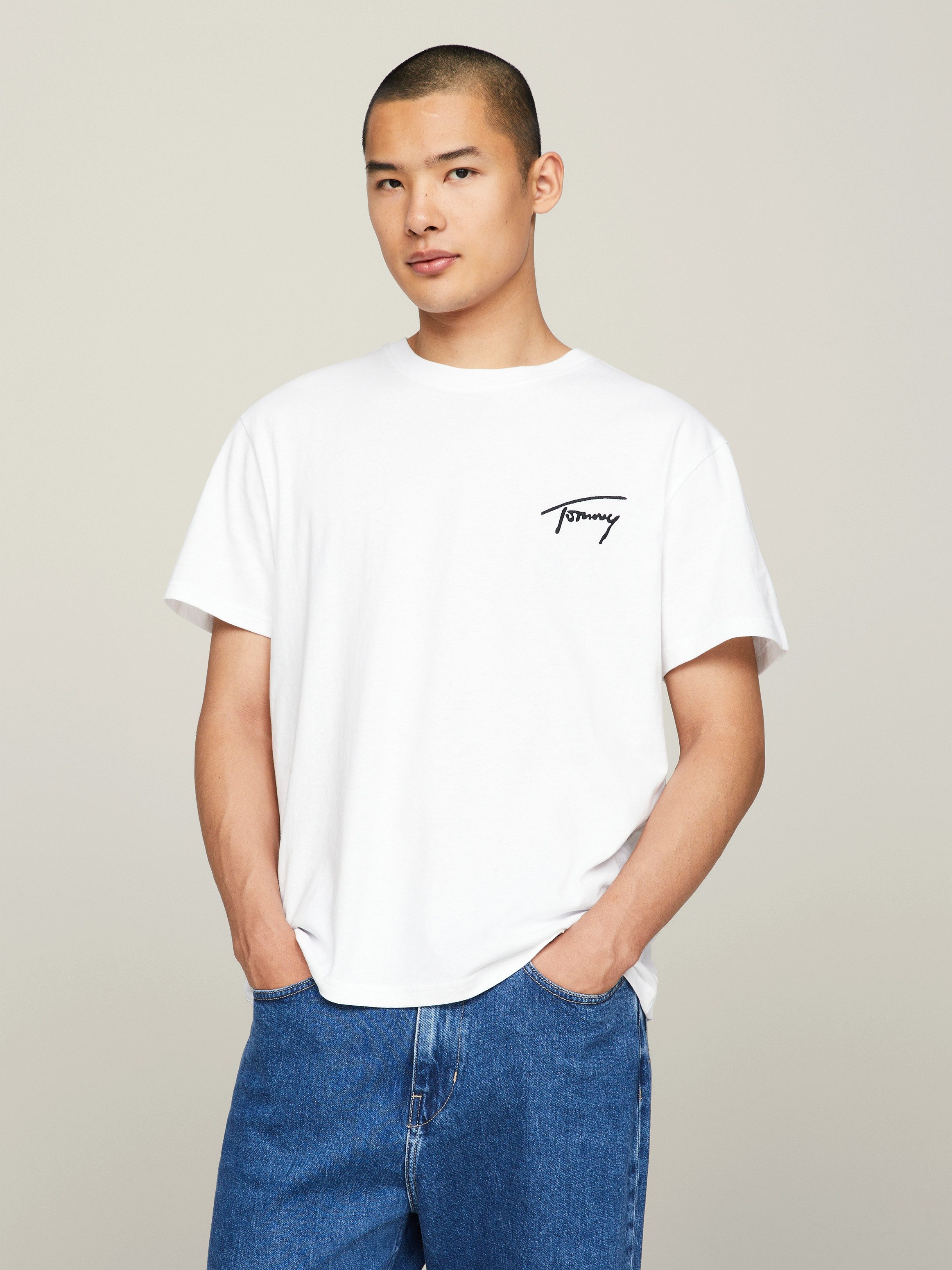 TOMMY JEANS T-shirt TJM REG SIGNATURE TEE EXT met geborduurd handtekening-logo