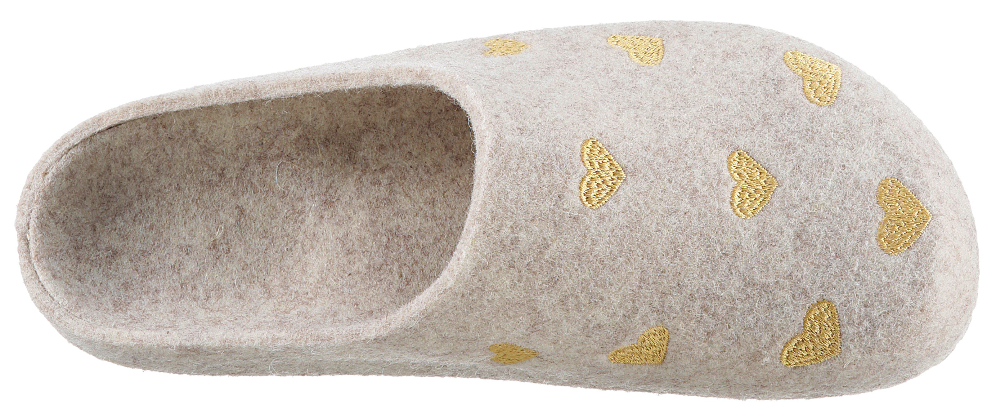 BIO Life Clogs Panal pantoffel, homeslipper met hartjes-borduring