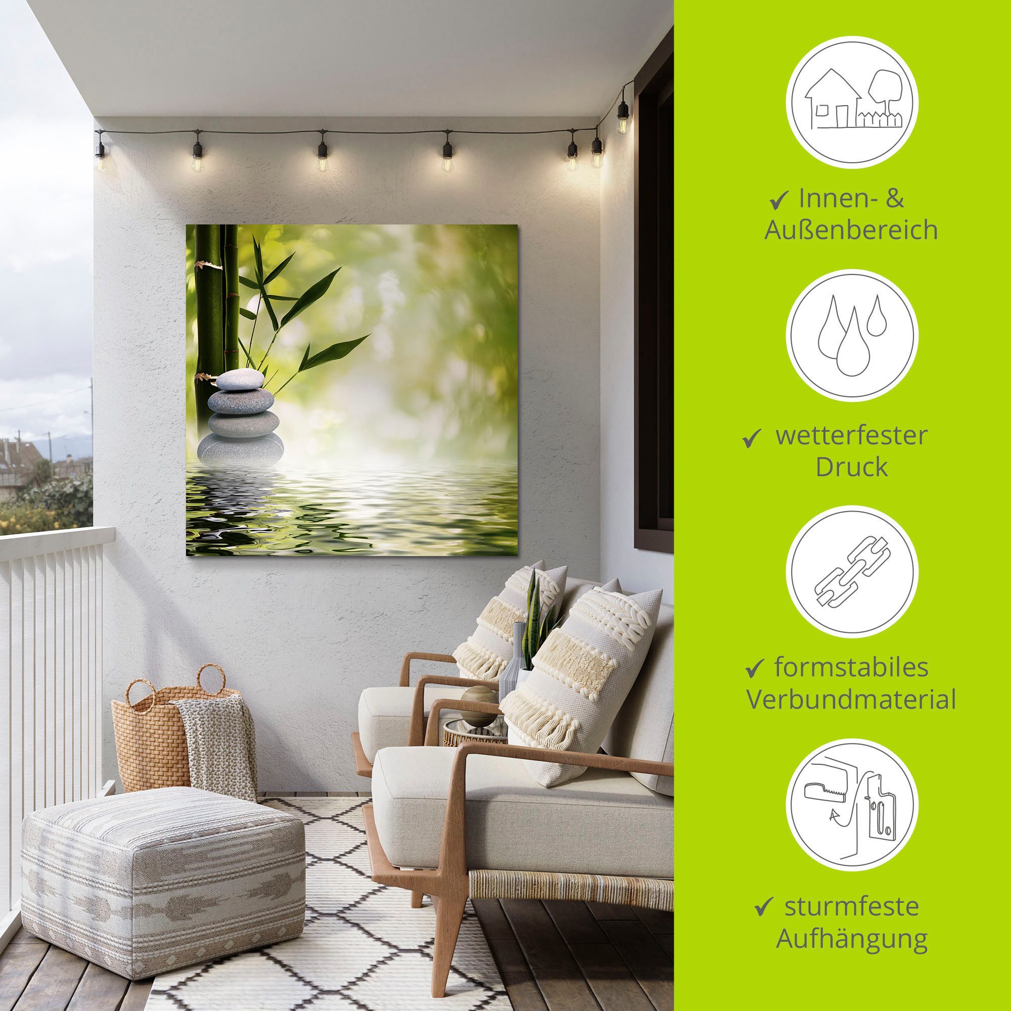 Artland Artprint Aziatische spa stenen als artprint van aluminium, artprint voor buiten, artprint op linnen, poster, muursticker