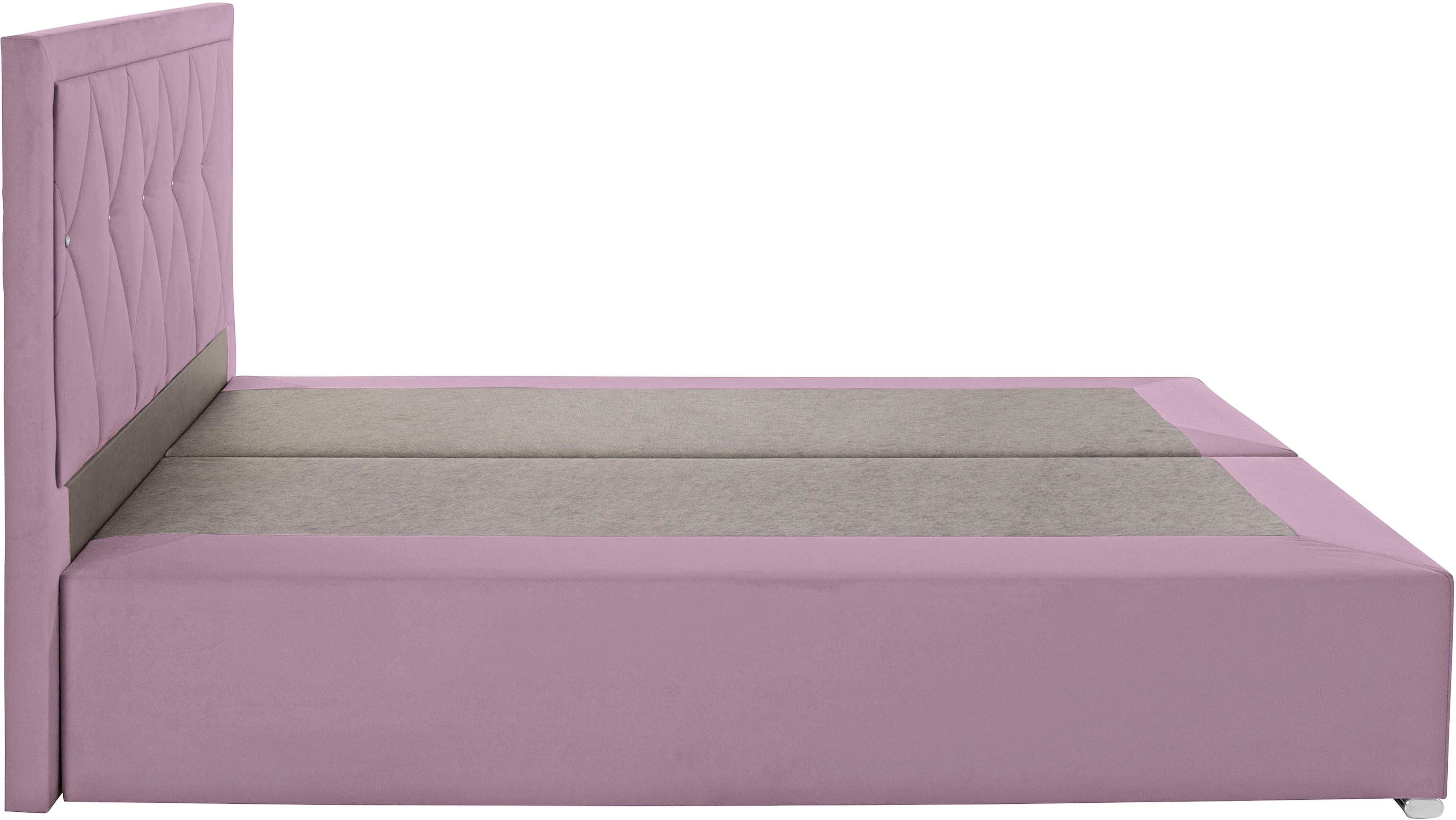 Leonique Boxspring Alfie, bestseller, optioneel met bedlade met strassteentjes in het hoofdbord, h2, h3 en h4 ter keuze