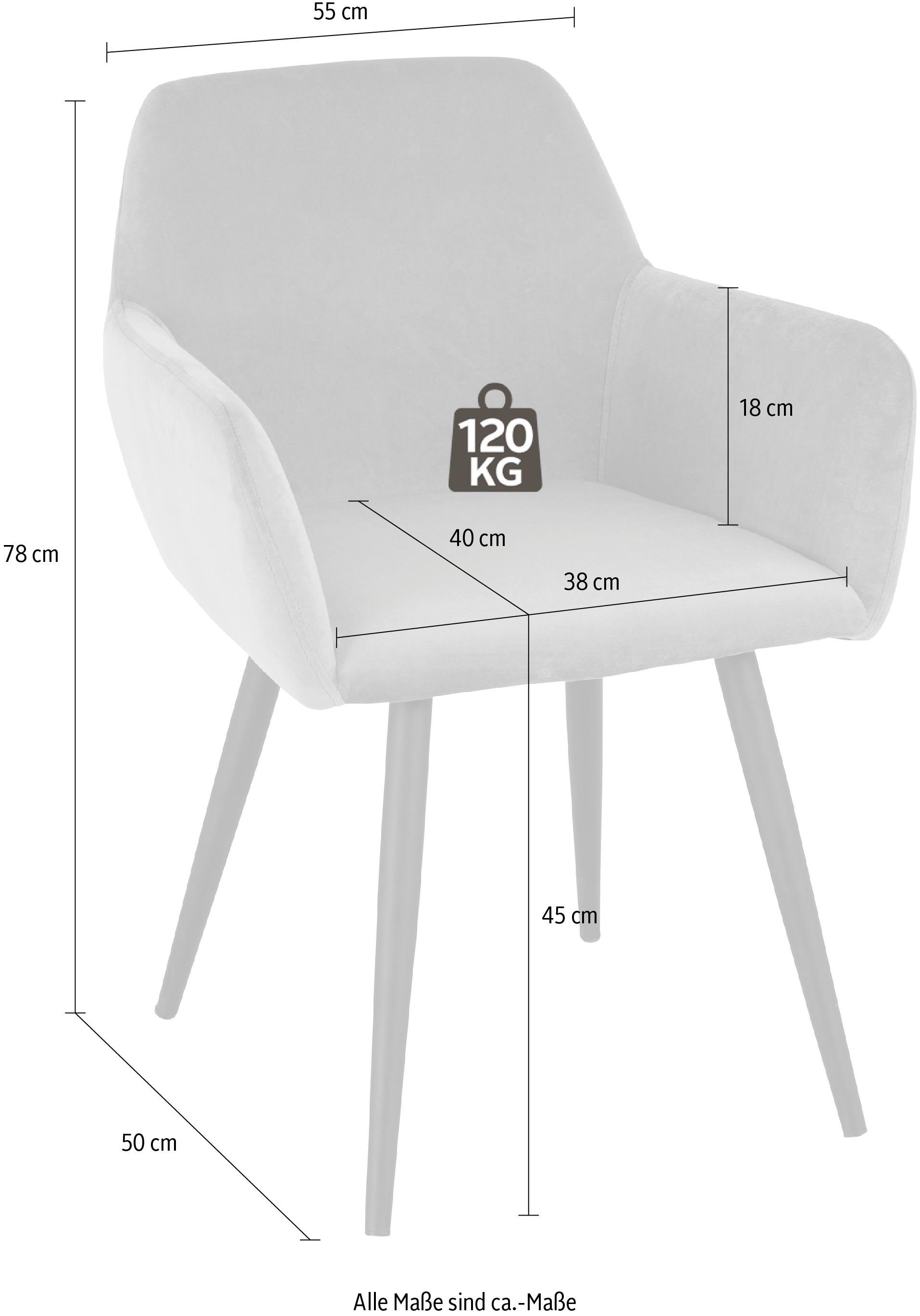 INOSIGN Stoel met armleuningen Live Bekleding in fluweel, zwart metalen frame (set, 2 stuks)