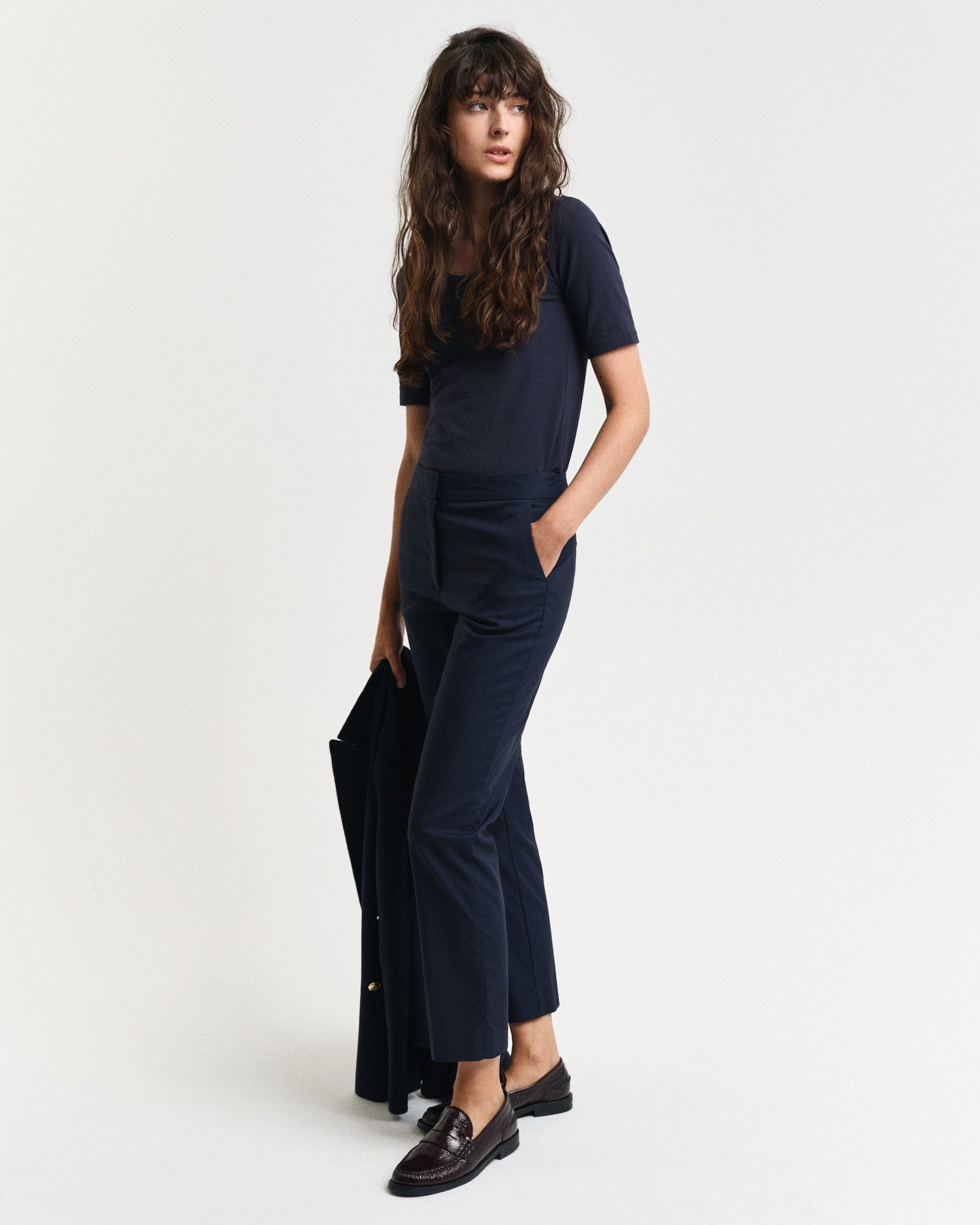 Gant Stoffen broek SLIM SLACK met plooien aan voor- en achterkant