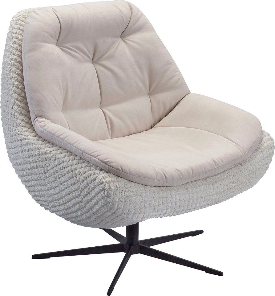 exxpo - sofa fashion Draaibare fauteuil Dim, loungestoel in materiaalmix, design en comfort, solitair meubel Comfortabel gestoffeerde draaifauteuil met elegante metalen stervormige voet
