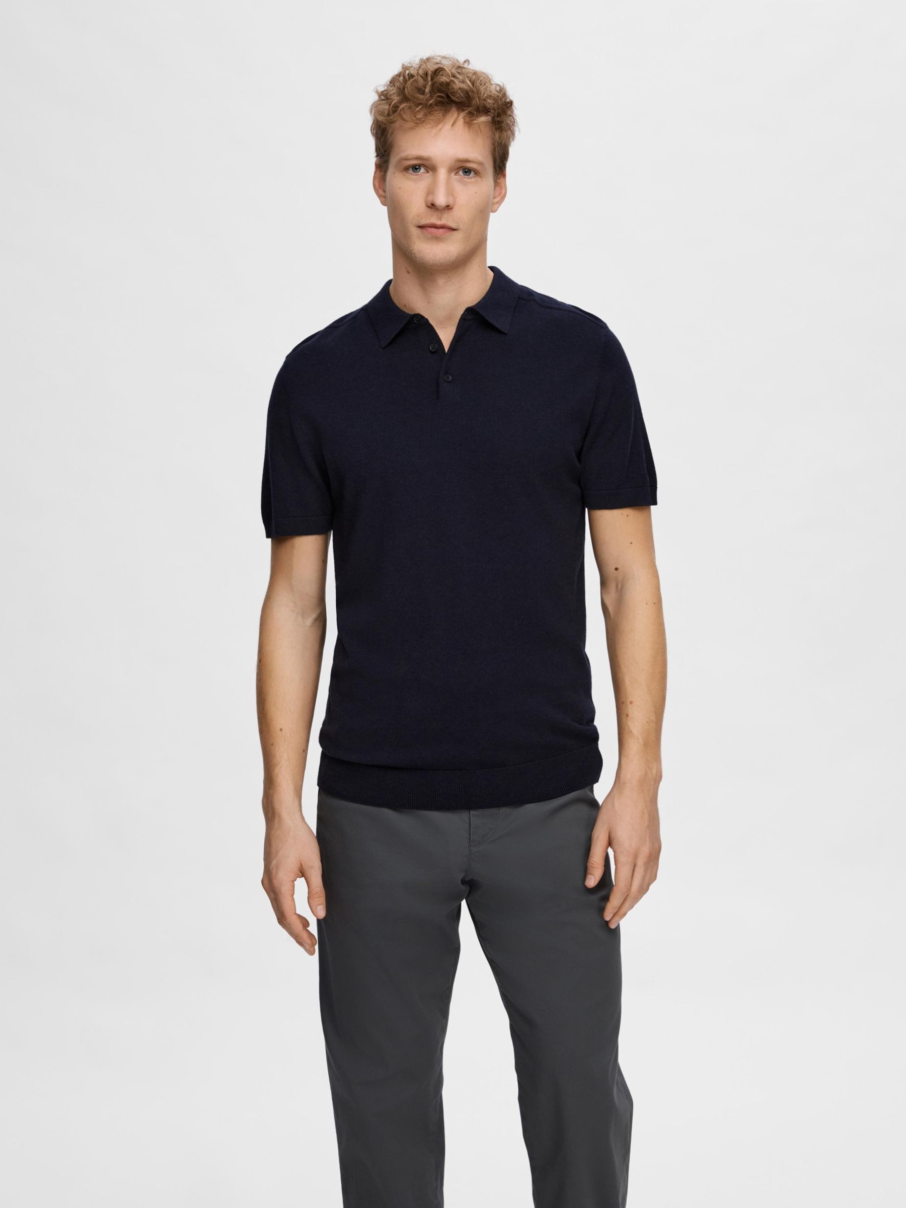 SELECTED HOMME Poloshirt SLHBERG SS KNIT POLO NOOS