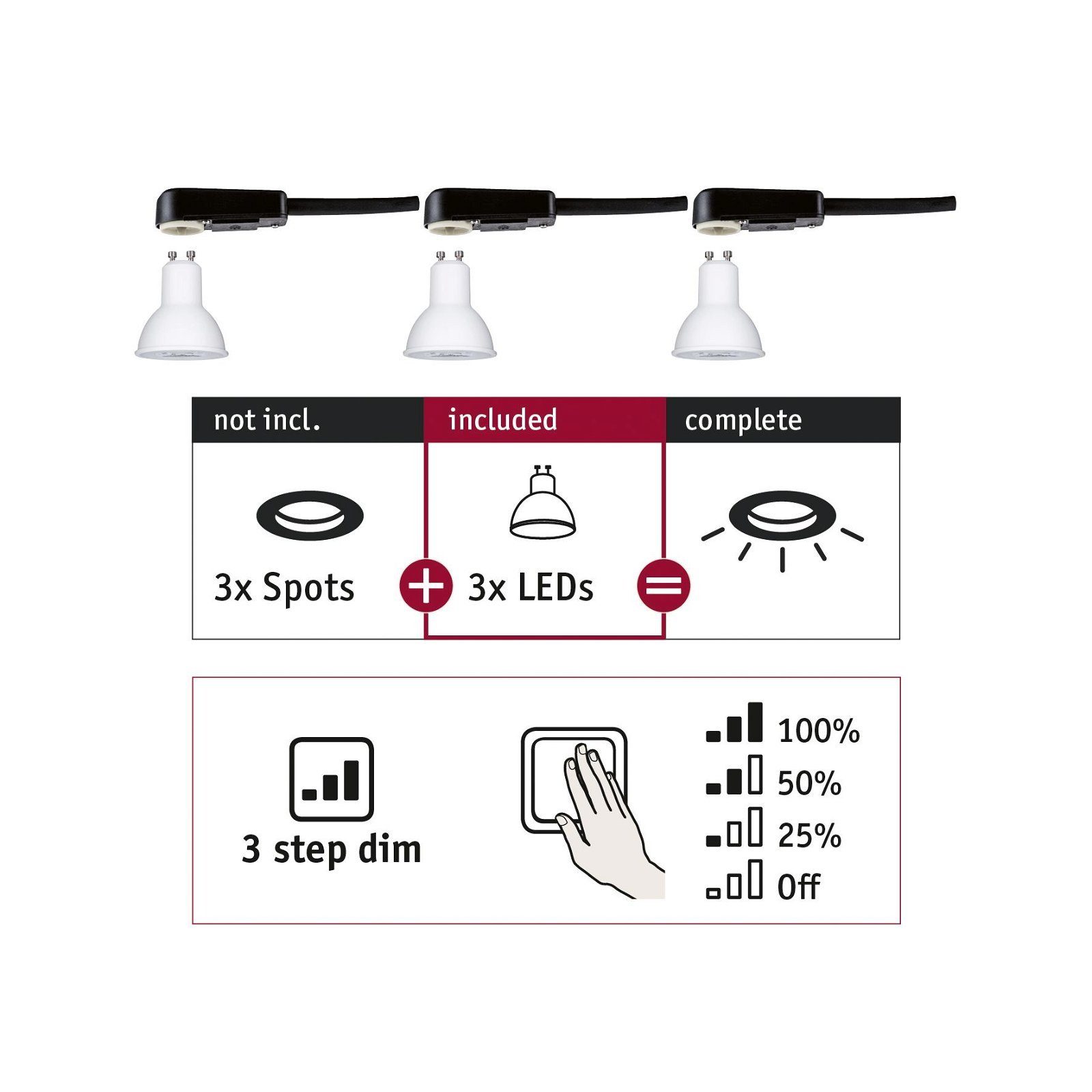 Paulmann Led-verlichting Choose 3-delige set 3x6W 460lm 2700K 51mm (3 stuks)