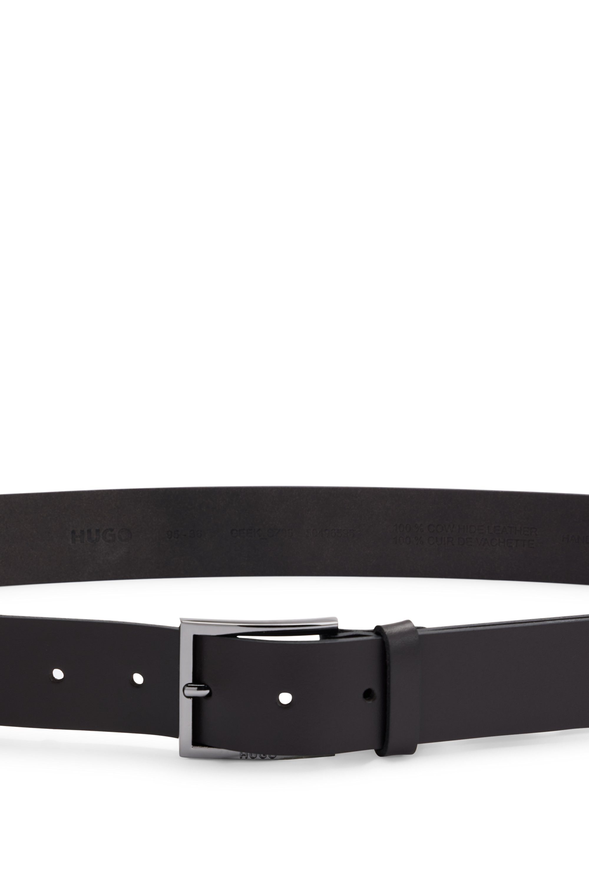 HUGO Leren riem Geek_Sz35 met contrasterende naden en subtiele metalen sluiting