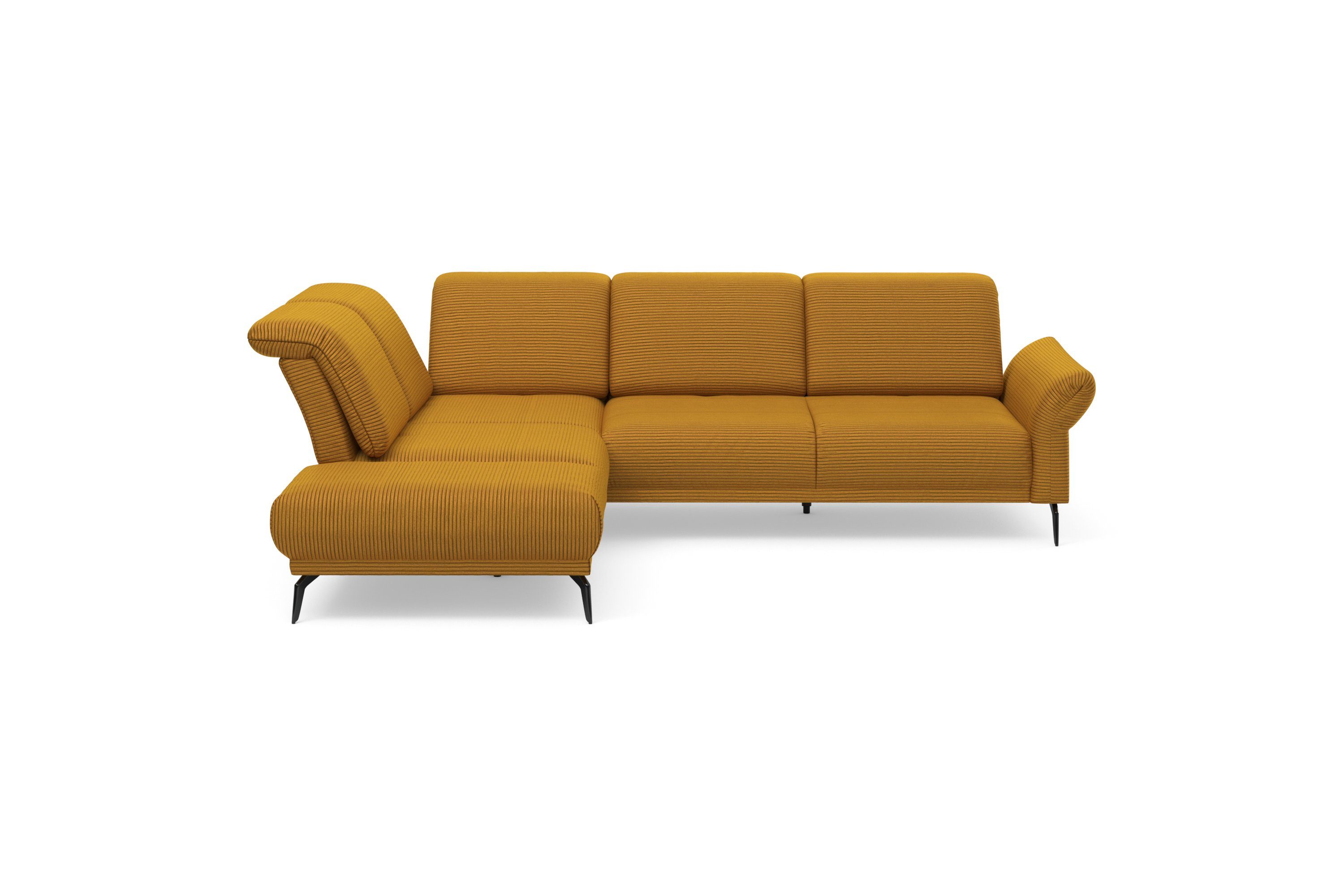 INOSIGN Hoekbank Coco L-vorm Verstelbare zitdiepte, armleuning en hoofdeind, cordbekleding, poothoogte 15 cm