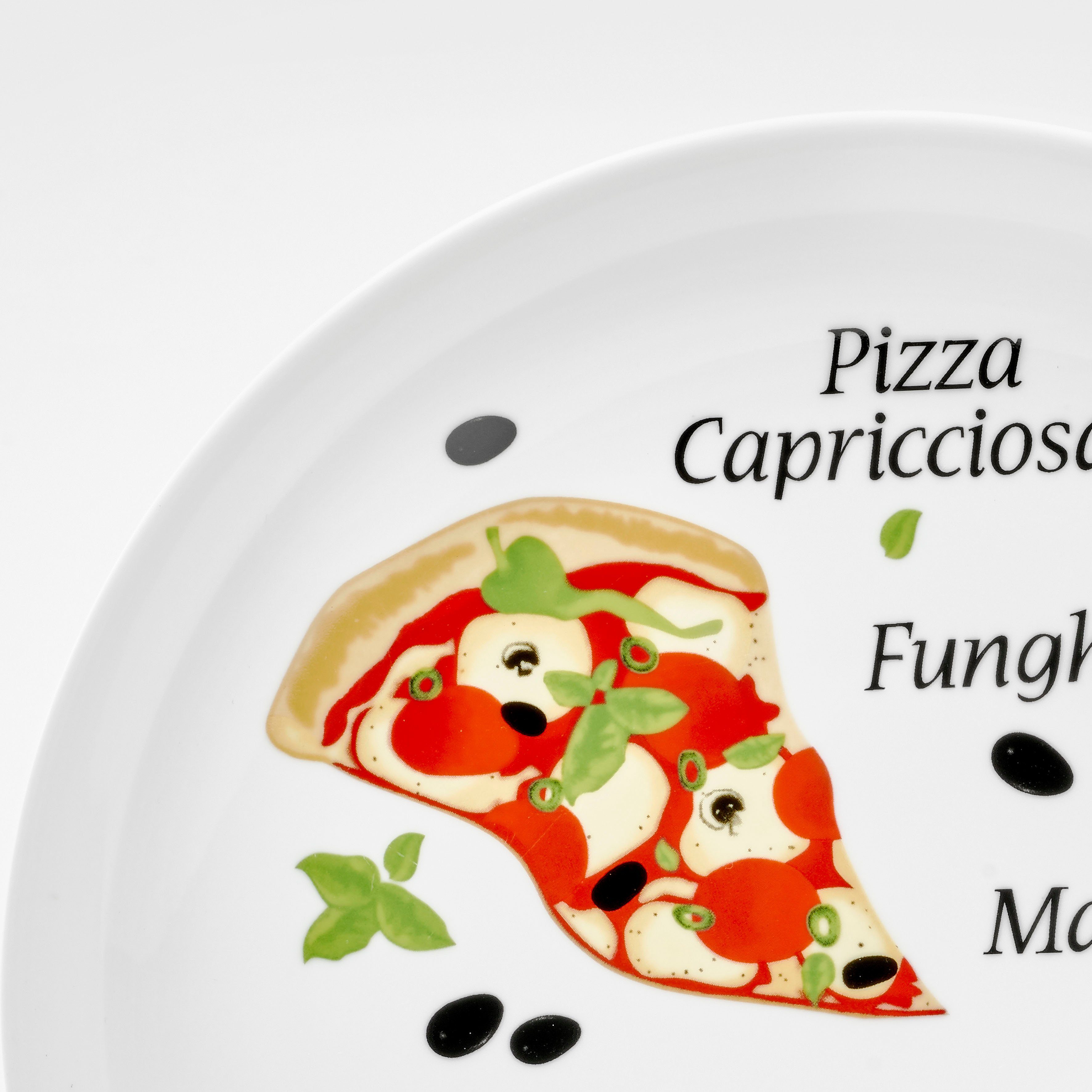 van Well Pizzabord Margherita Porselein, vaatwasmachine- en magnetronbestendig, Ø 30 cm (set, 6-delig)