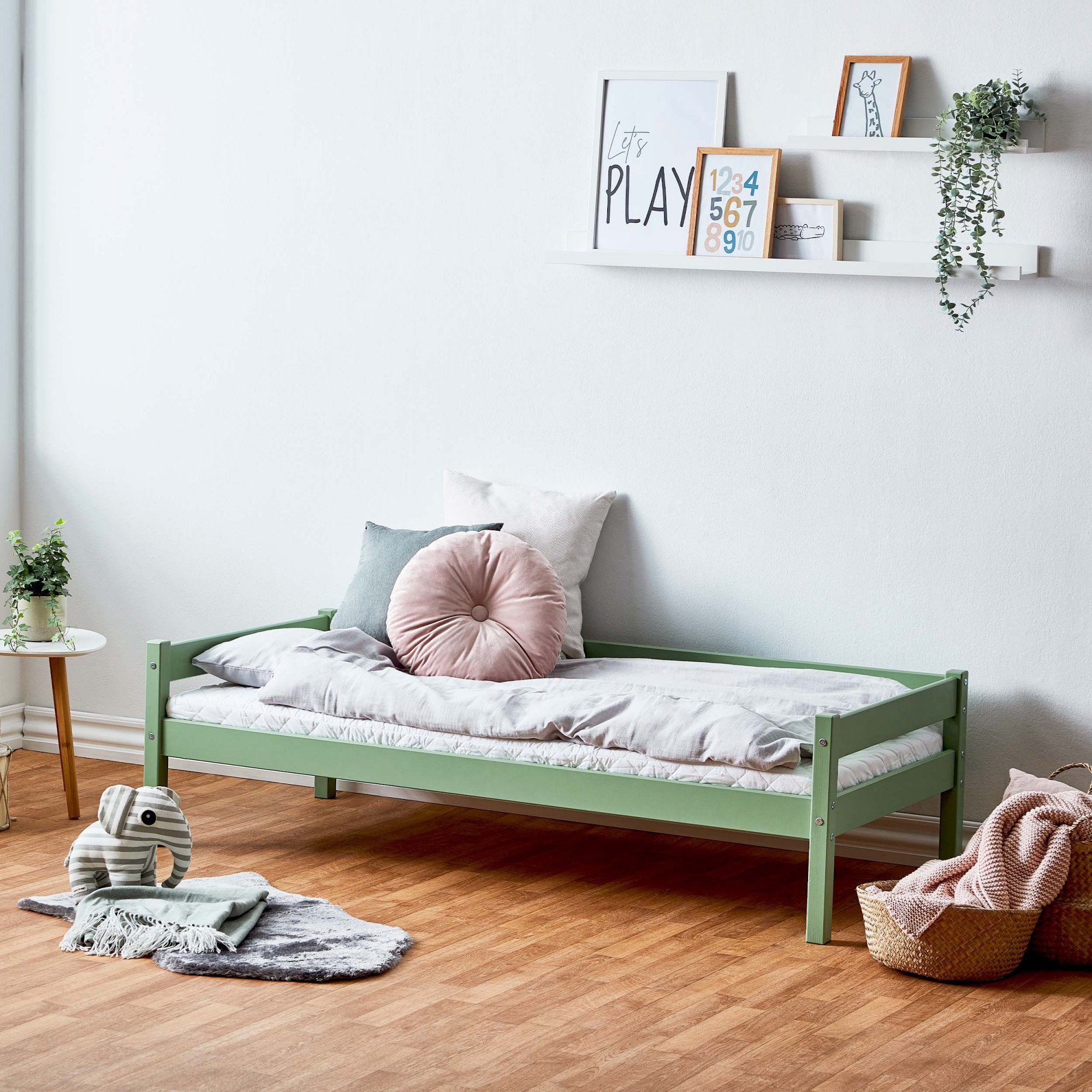 Lüttenhütt Kinderledikant ECO One, eenpersoonsbed, Scandinavisch design optioneel met matras, ligoppervlak 70 x 160 cm