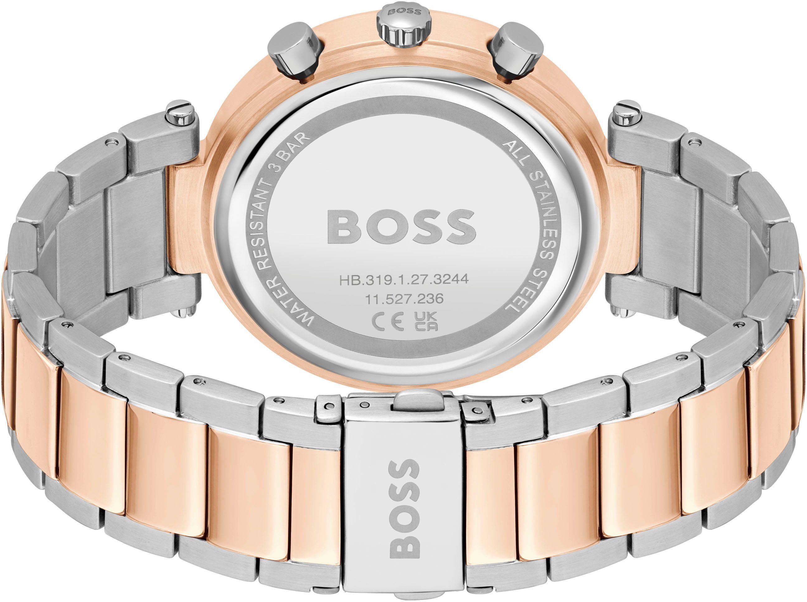 Boss Multifunctioneel horloge Andra Quartz horloge, dameshorloge, armbanduhr, glaskristallen, roestvrijstalen band