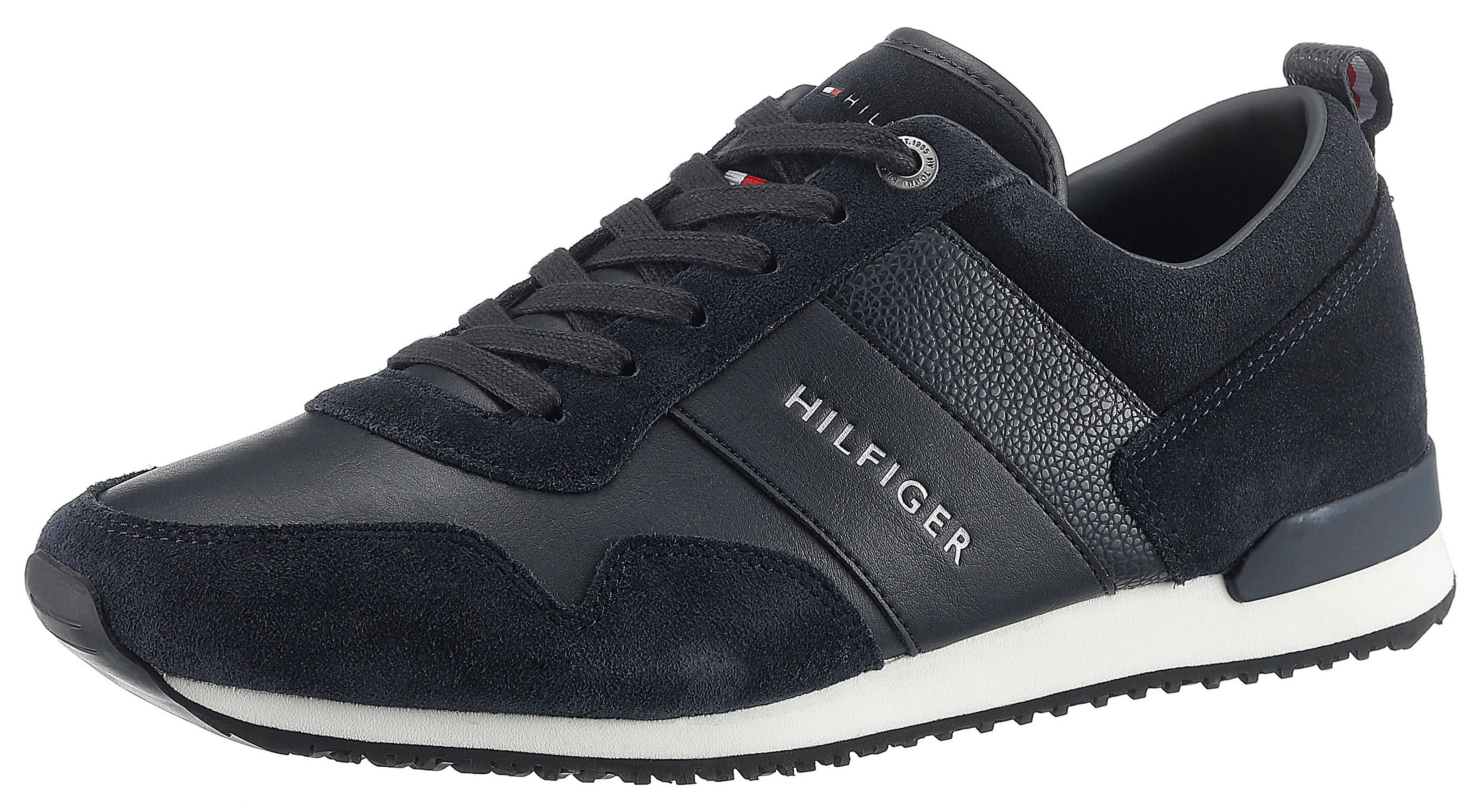 Tommy Hilfiger Sneakers ICONIC LEATHER SUEDE MIX RUNNER in materiaalmix, vrijetijdsschoen, lage...