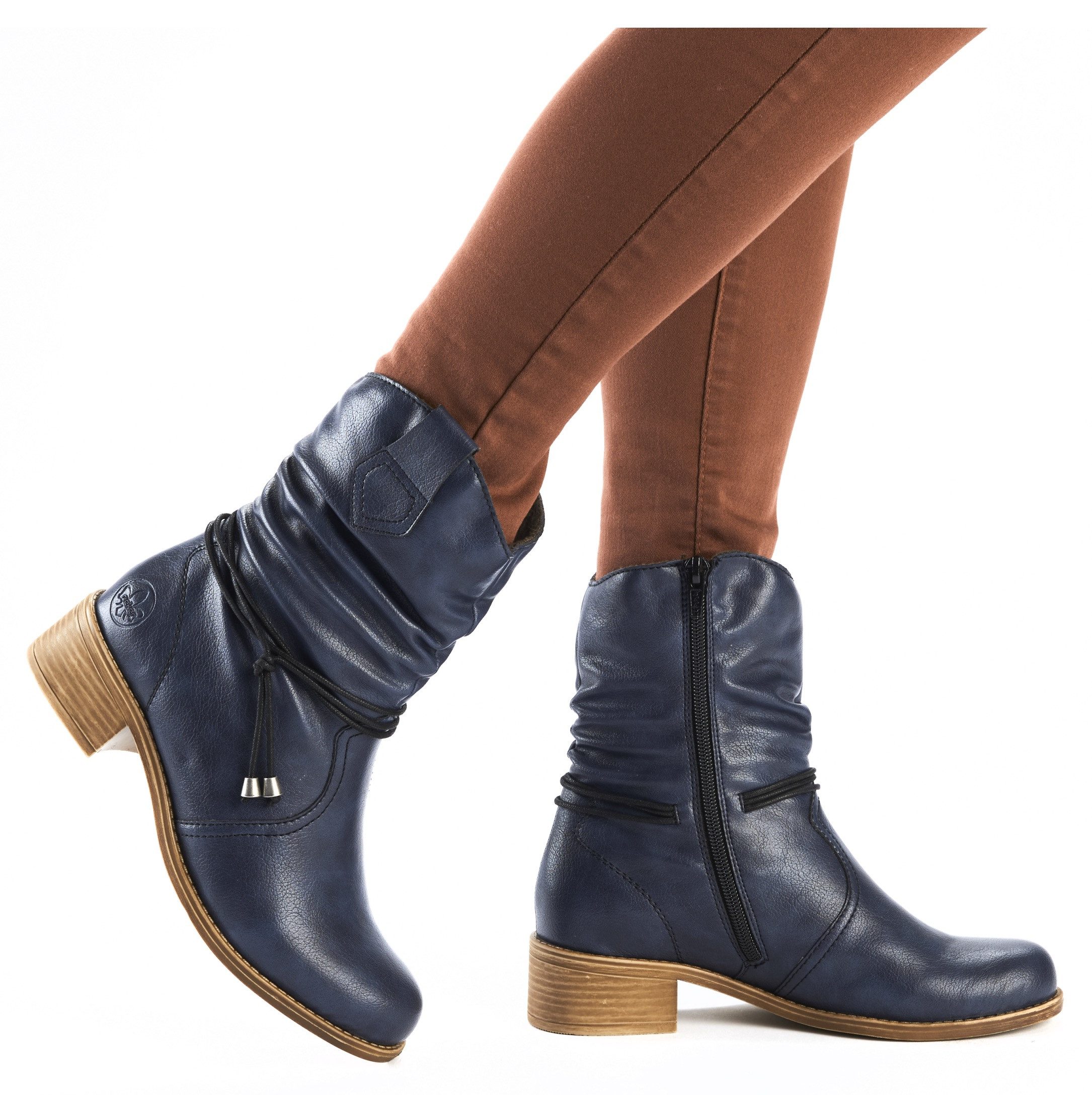Rieker Winterlaarsjes laarzen, hakken, slouchy schacht, met binnenrits