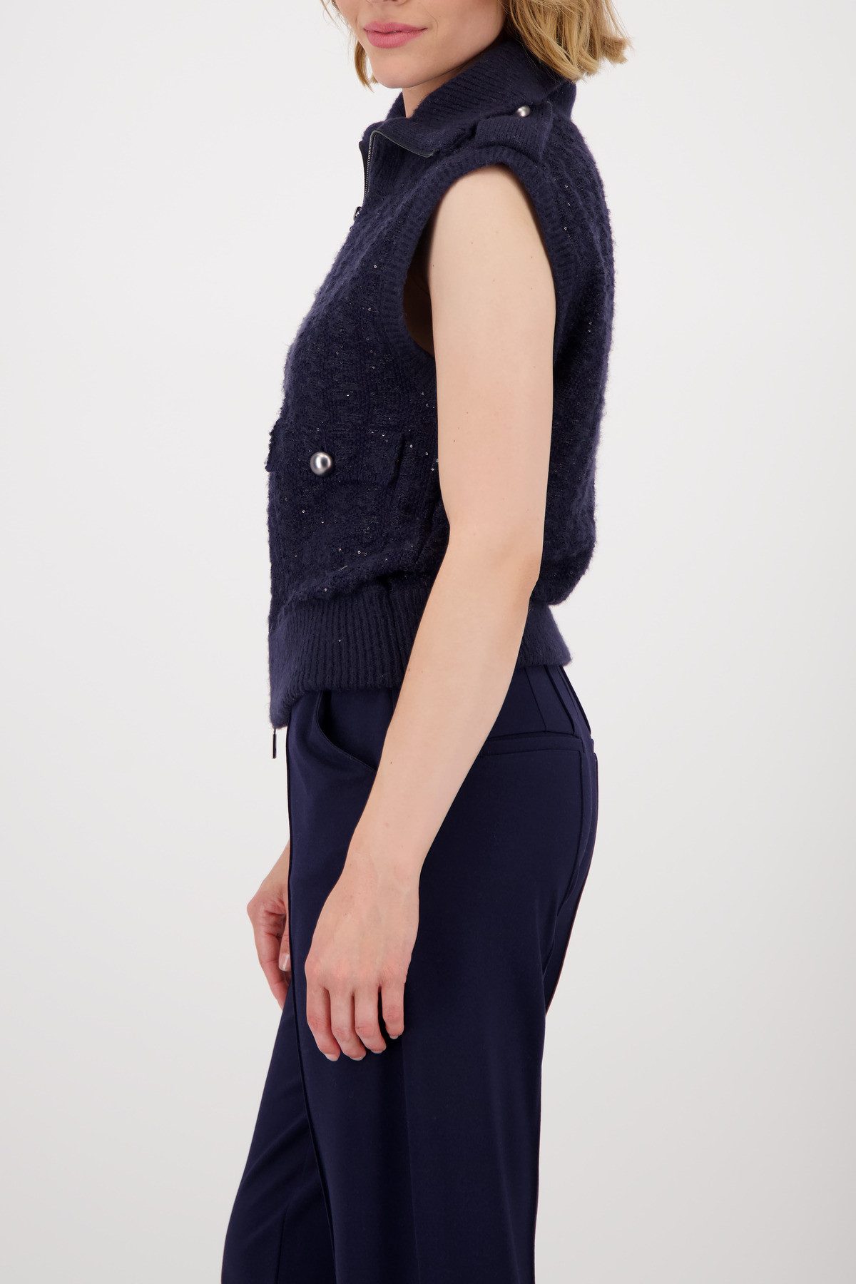 Monari Vest Regular fit met ronde hals met opstaande kraag
