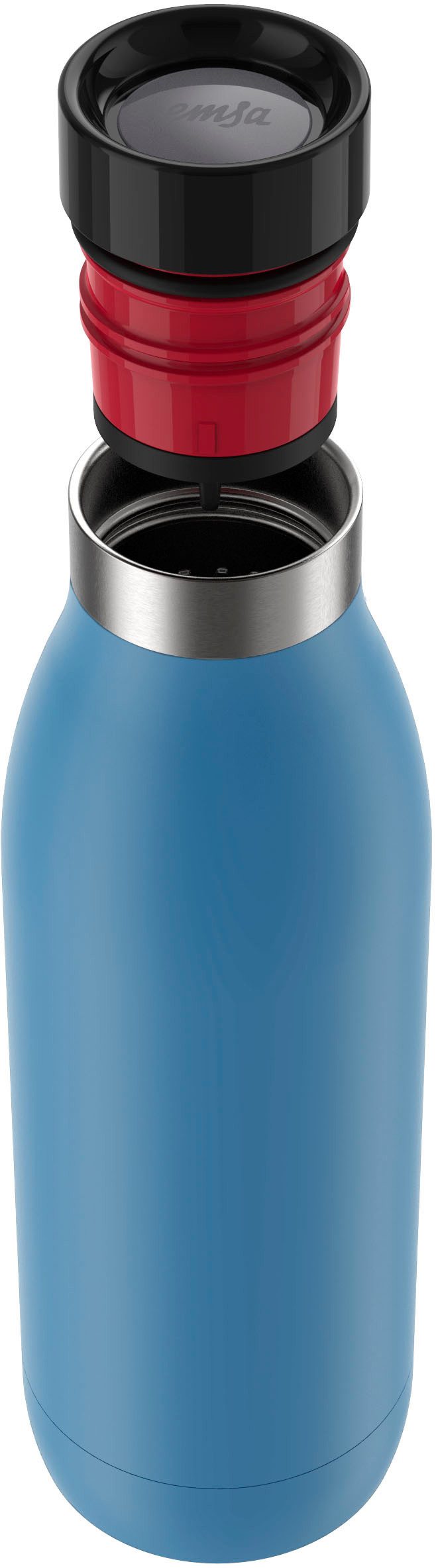 Emsa Thermosfles Drinkfles Bludrop Roestvrij staal, Quick-Press deksel, 360° drinkplezier, 12 uur warm/24 uur koel (1-delig)