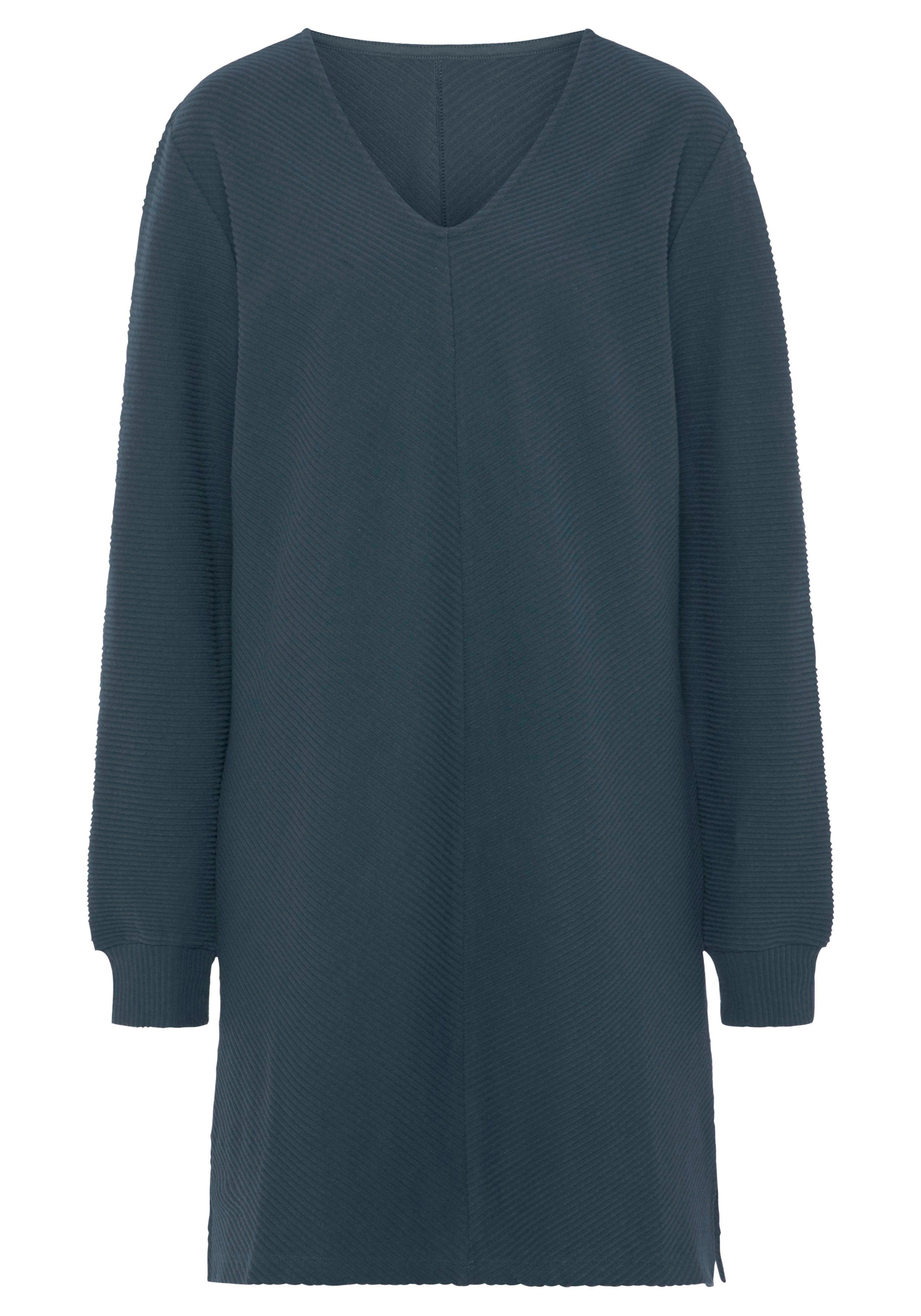s.Oliver RED LABEL Beachwear Sweatjurk met lange mouwen in geribde stof Langarm jurk van ribkwaliteit met deelnaad, loungewear