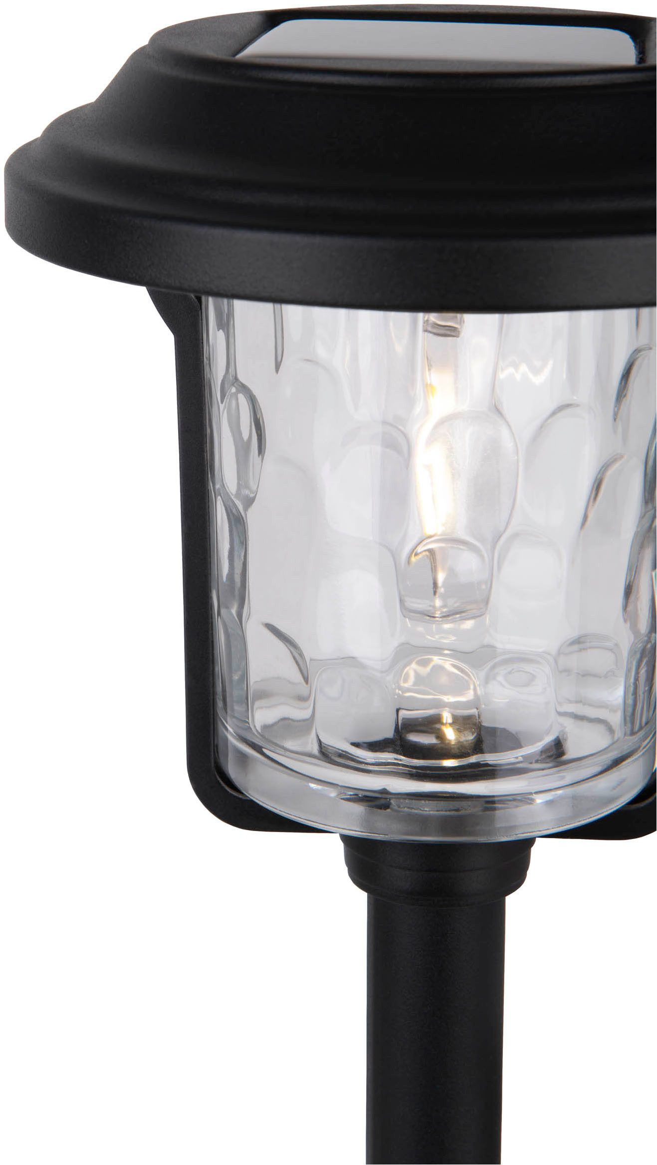 näve Led-solarlamp Simon Spies zwart, gestructureerde glazen kap, H: 54,7cm, schemersensor (1 stuk)