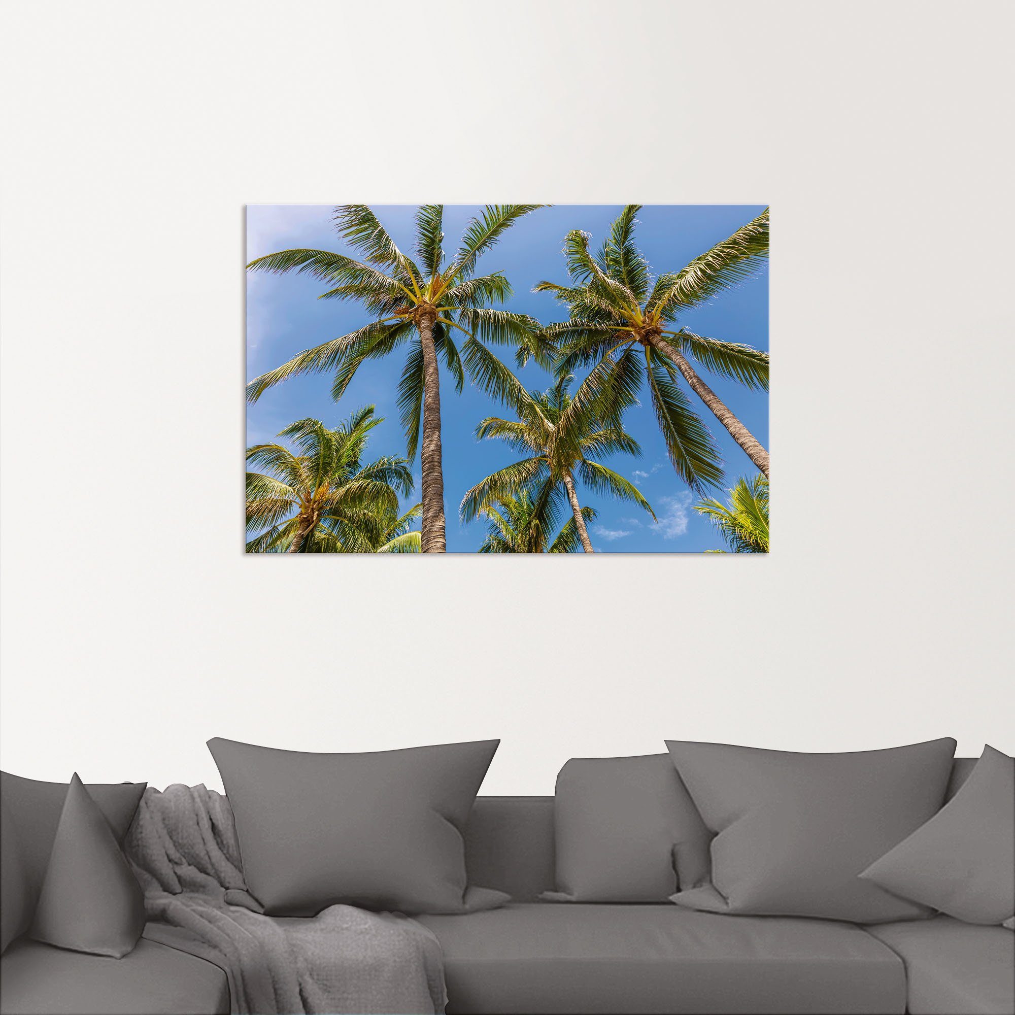 Artland Artprint Palmbomen op het strand als aluminiumfoto, buitenfoto in verschillende maten