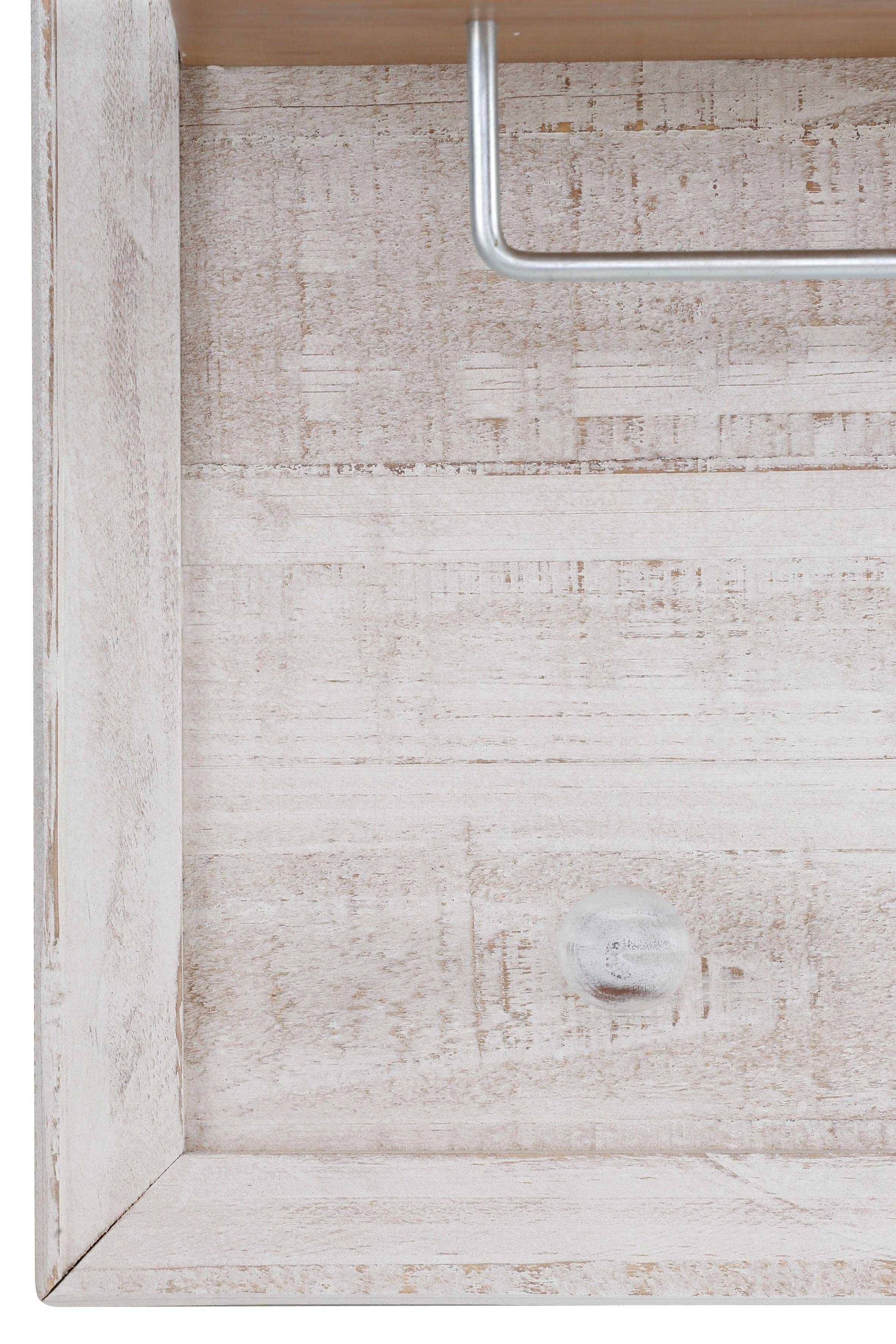 Home affaire Kapstokpaneel Auckland met 1 metalen stang en 5 haken, van massief hout, breedte 60 cm