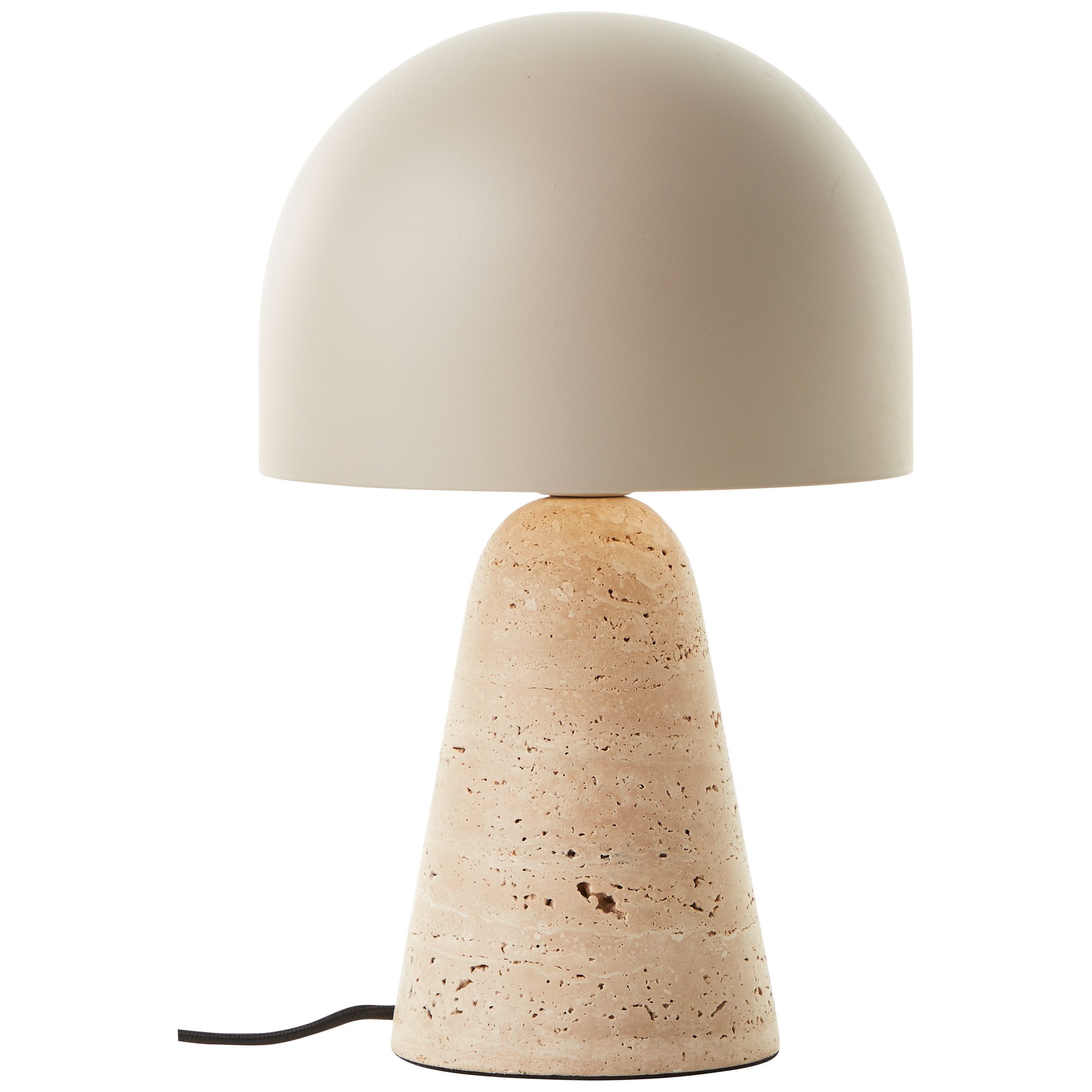 Brilliant Leuchten Tafellamp Nalam met travertijn voet en metalen kap, e14, 31 x 20 cm, beige