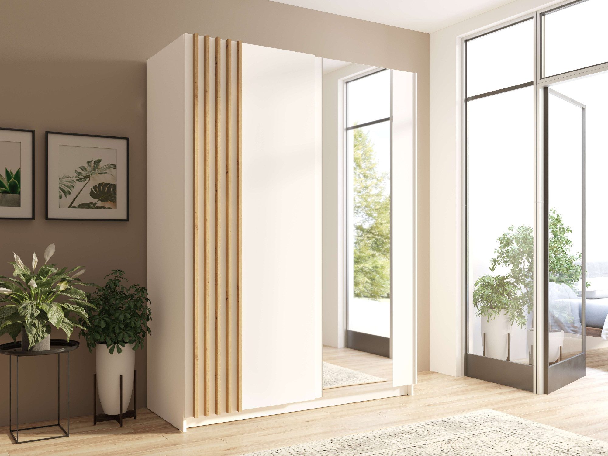 INOSIGN Kledingkast Charisy met spiegel, 4 inlegplanken en kledingstang