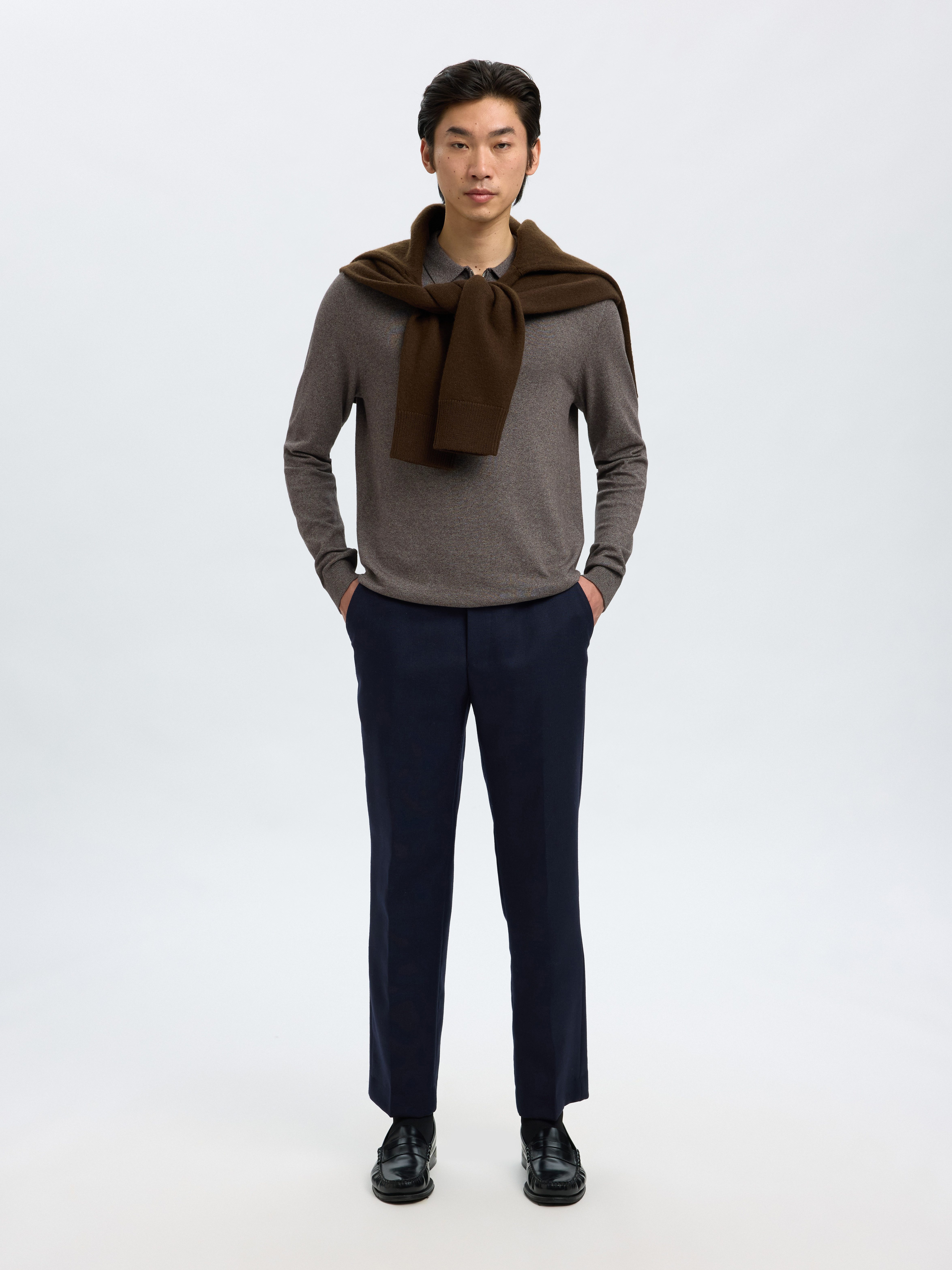 SELECTED HOMME Trui met polokraag SLHBERG LS HALF ZIP POLO NOOS